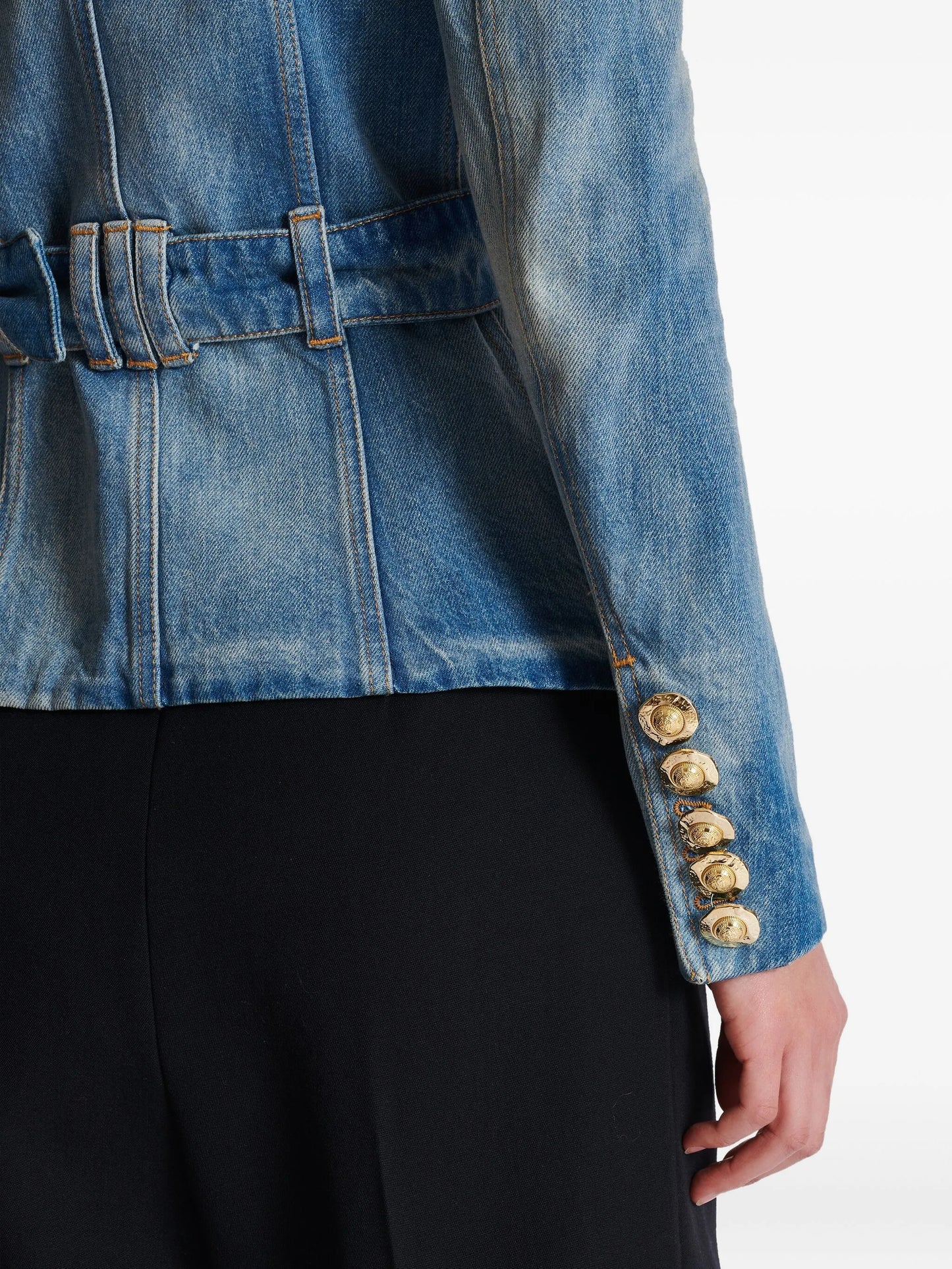belted denim jacket