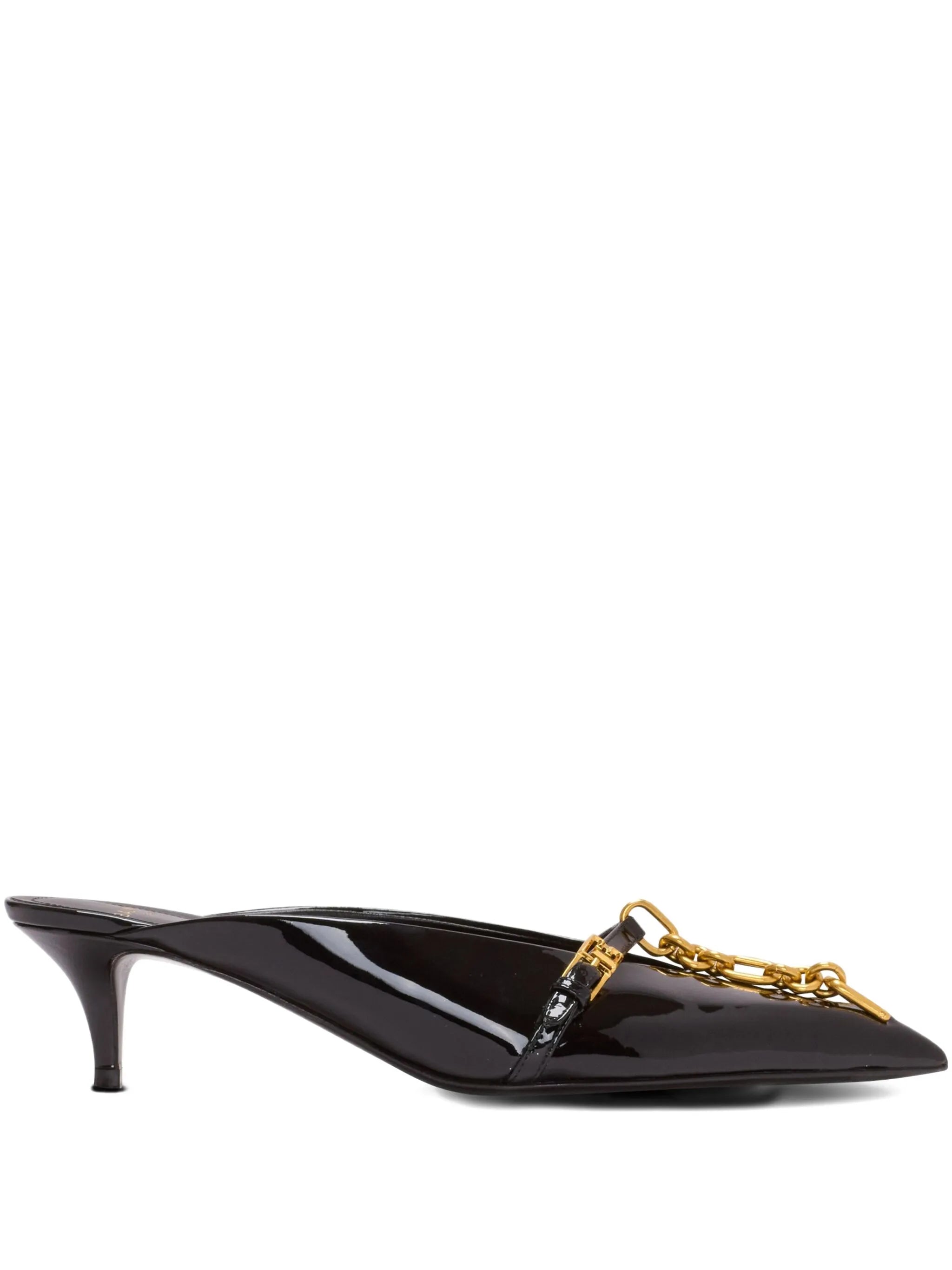 Sync patent leather mules