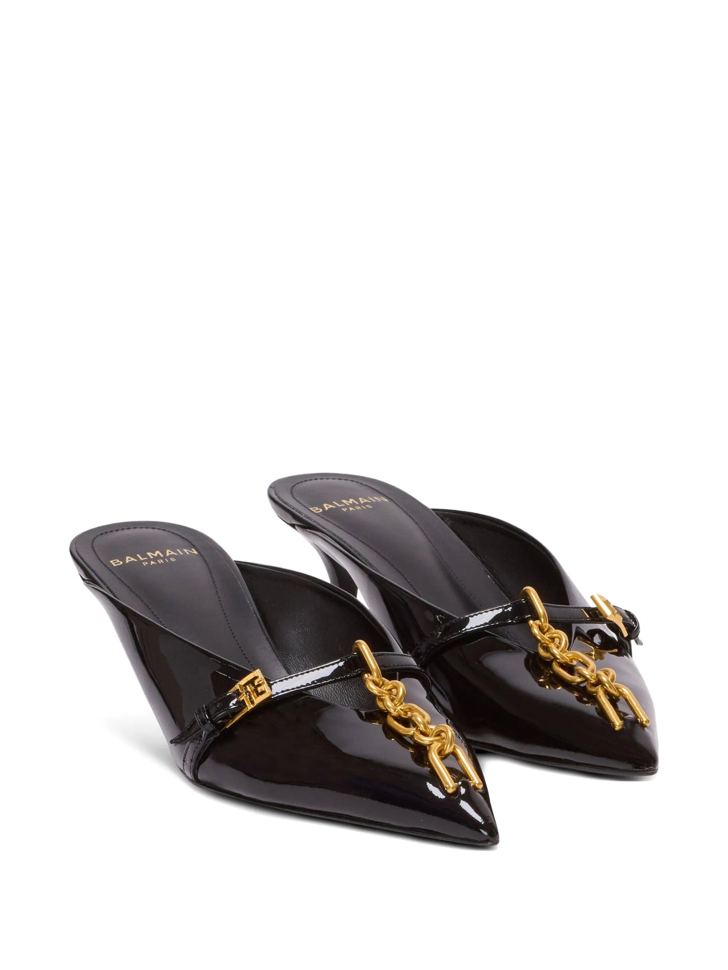 Sync patent leather mules