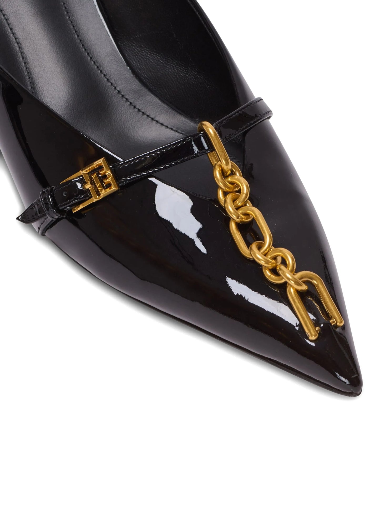 Sync patent leather mules