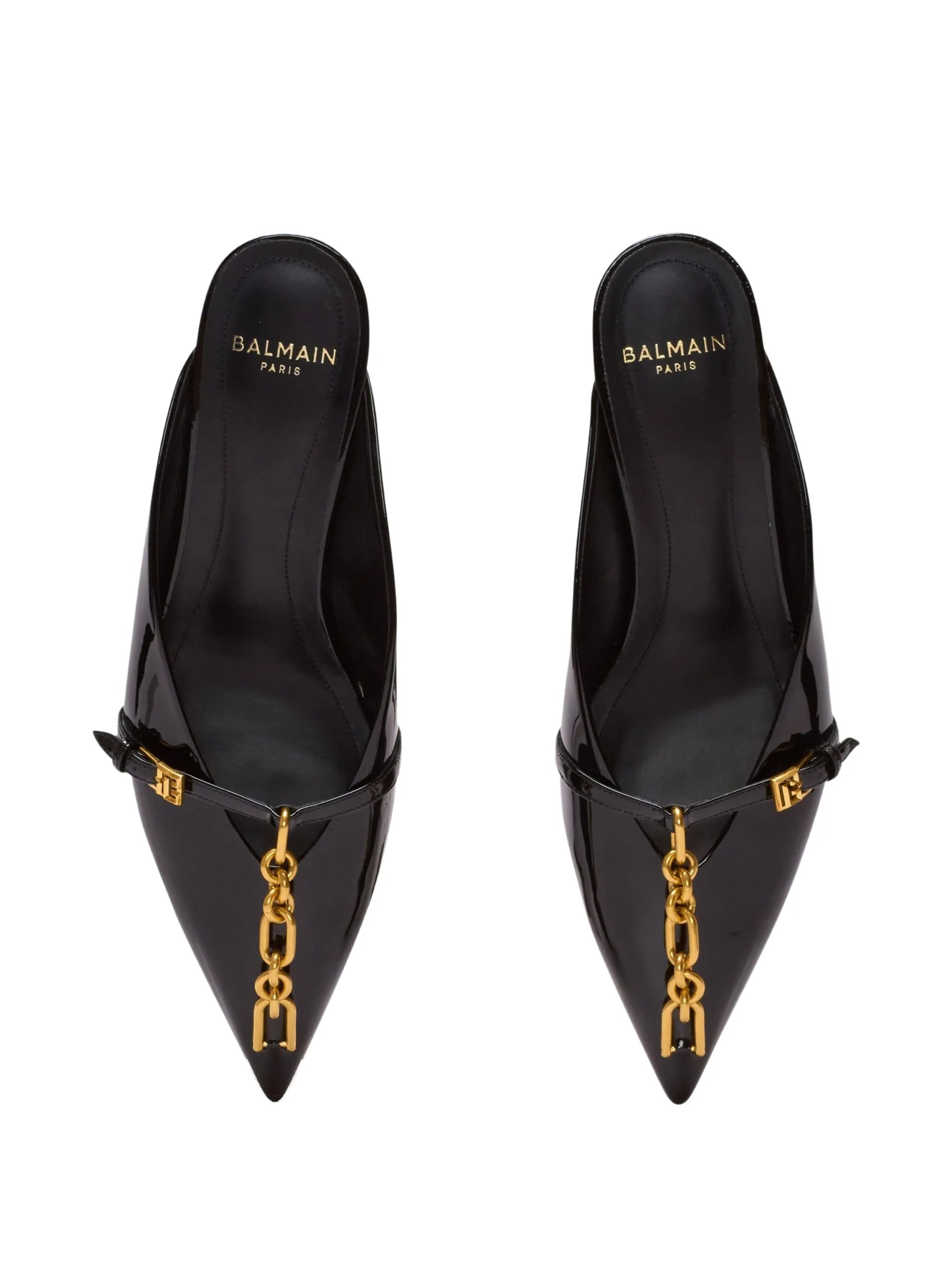 Sync patent leather mules