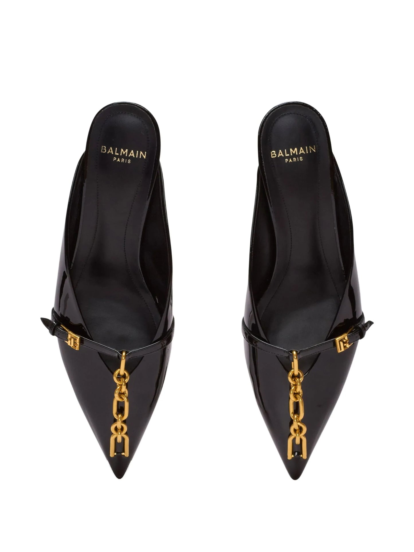 Sync patent leather mules