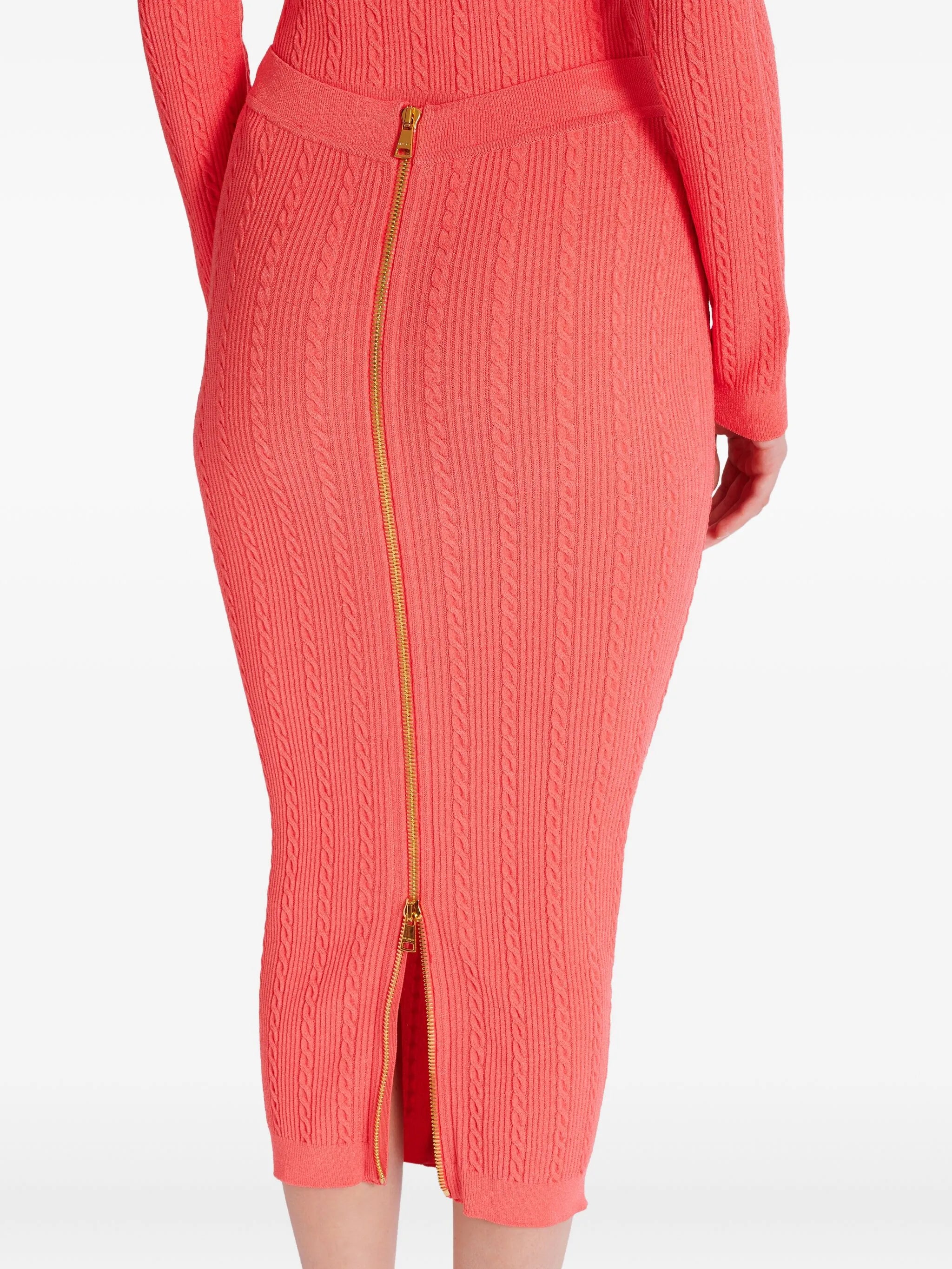 cable-knit midi skirt
