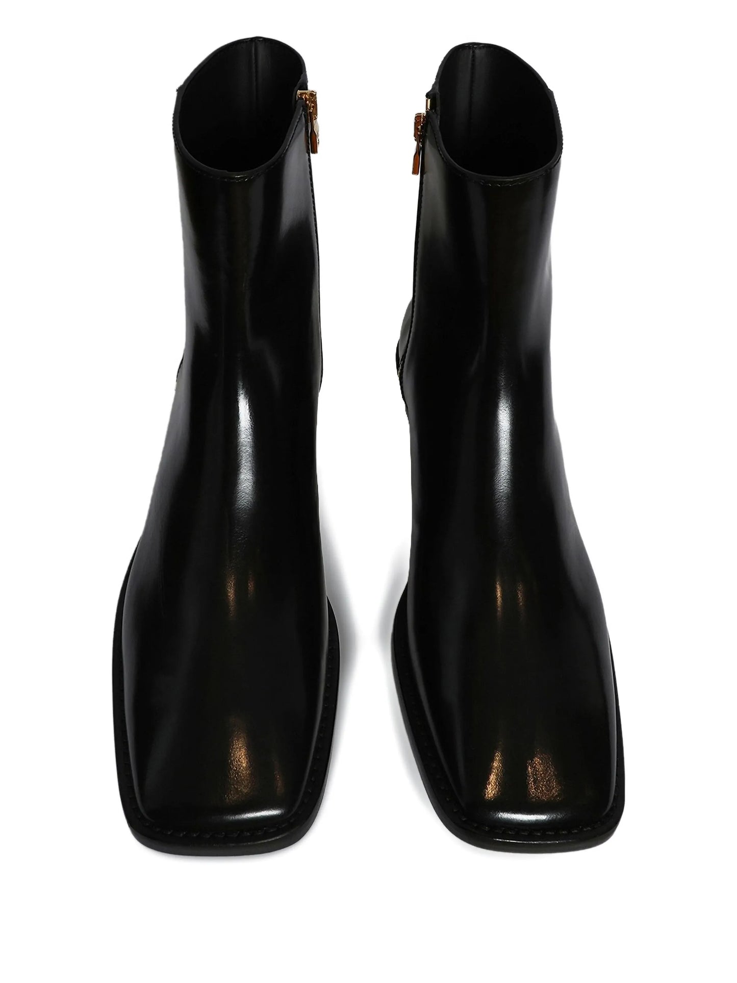 metallic-heel leather boots