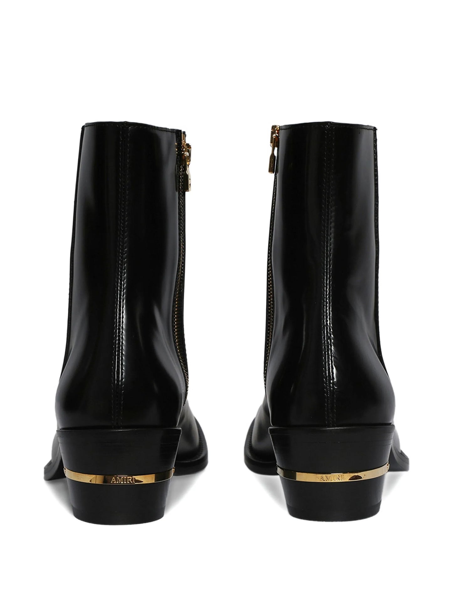 metallic-heel leather boots
