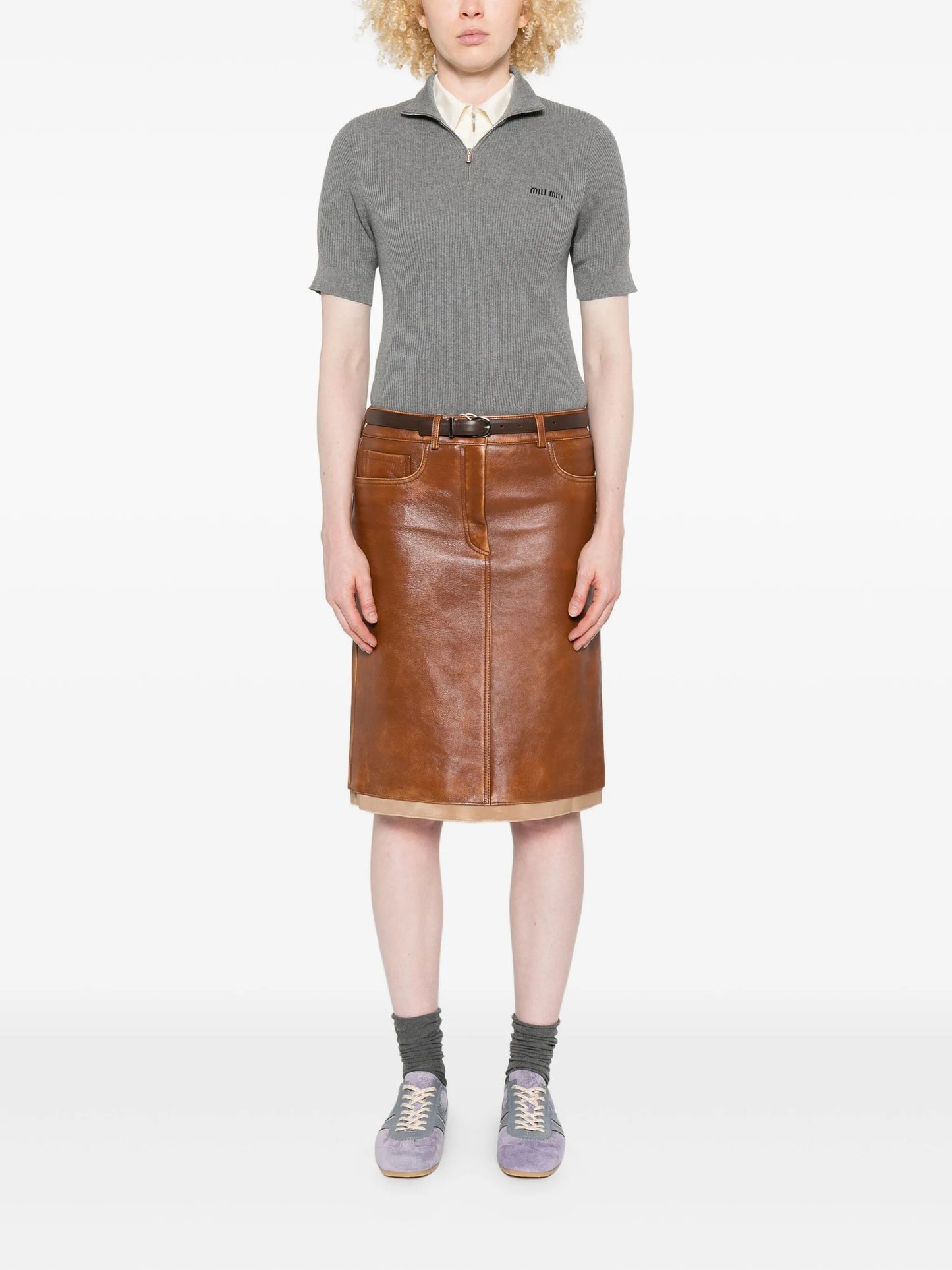 leather midi skirt