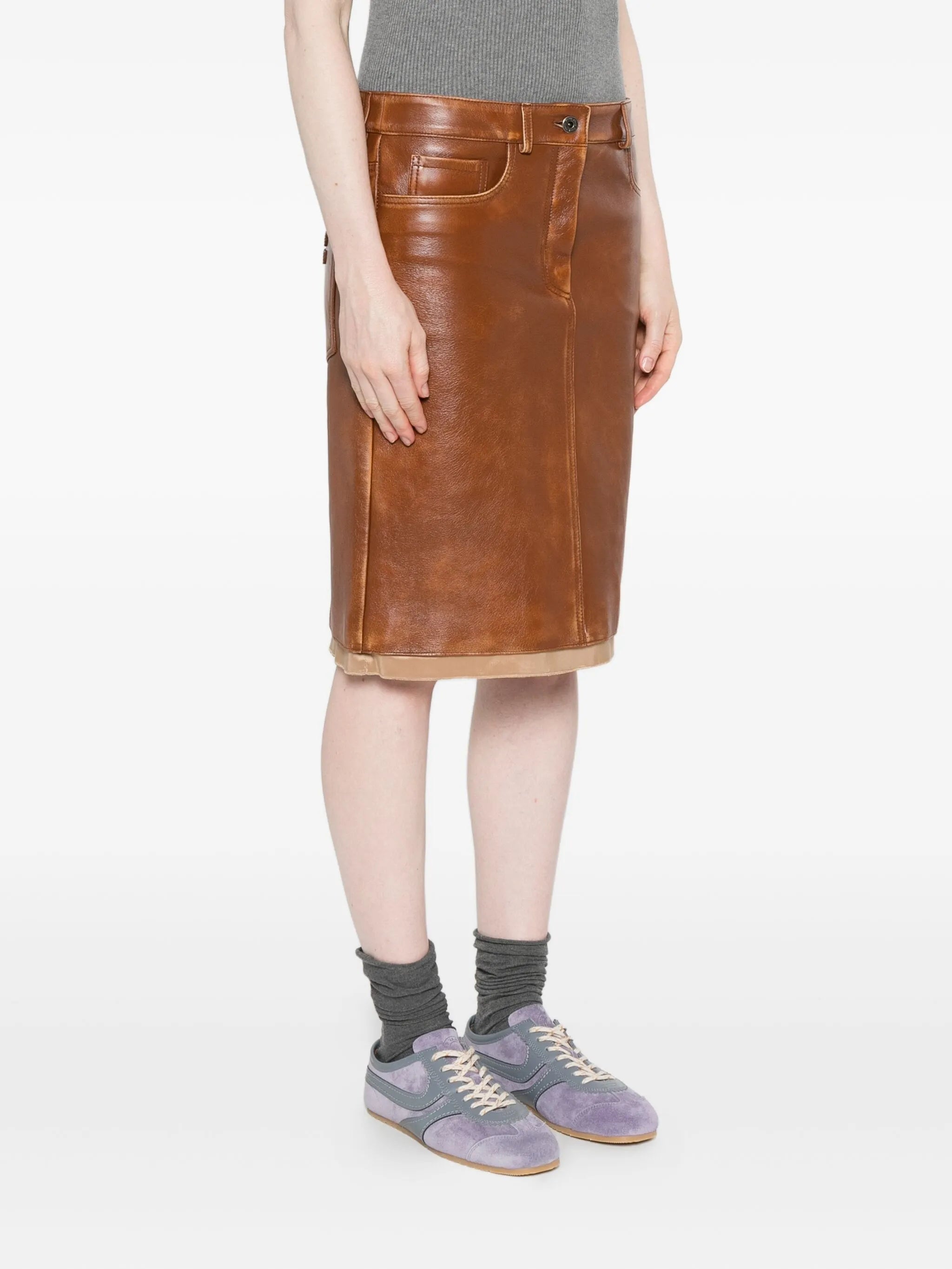 leather midi skirt