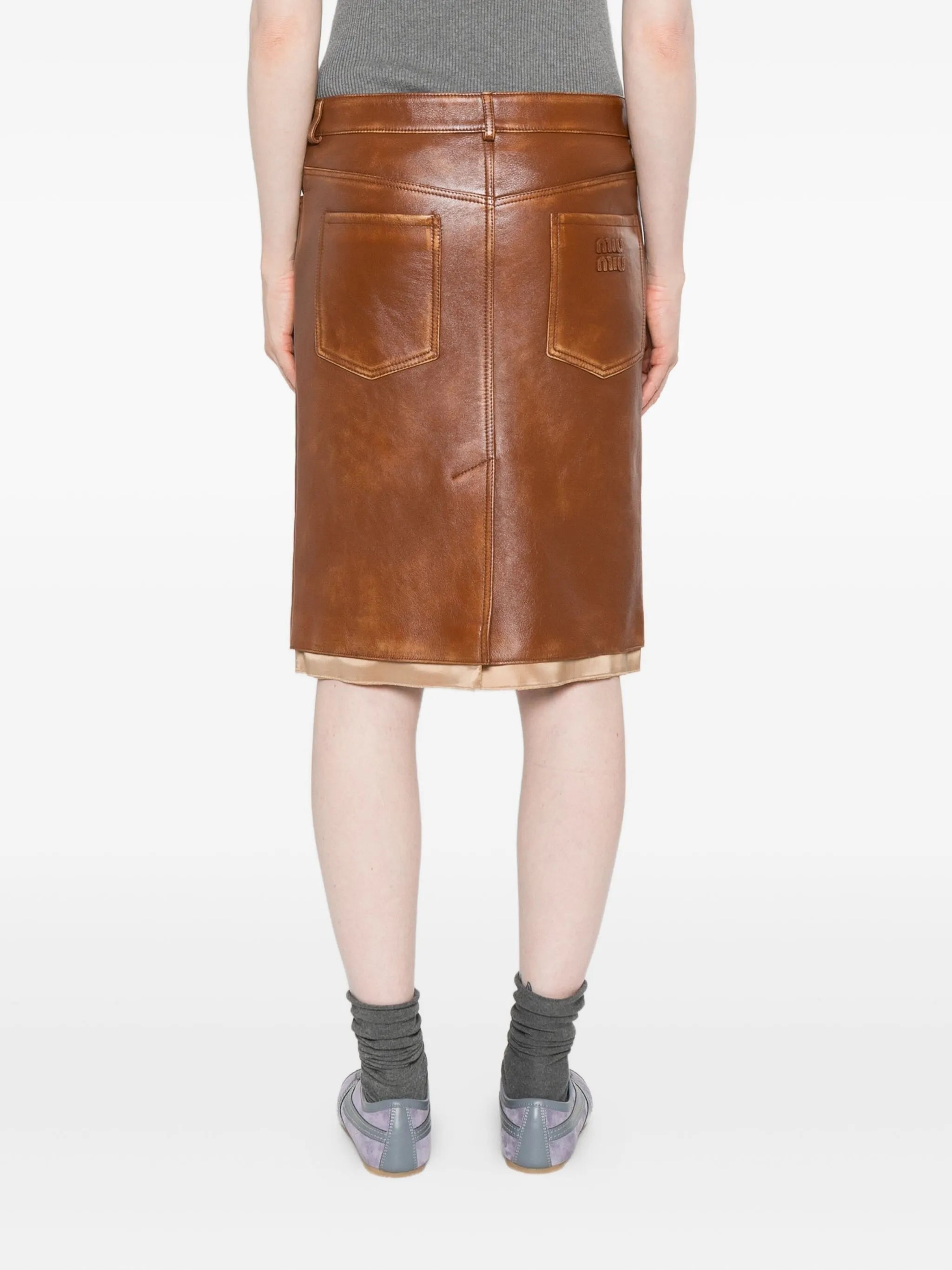 leather midi skirt
