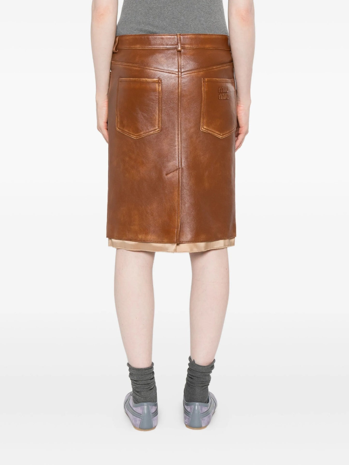 leather midi skirt