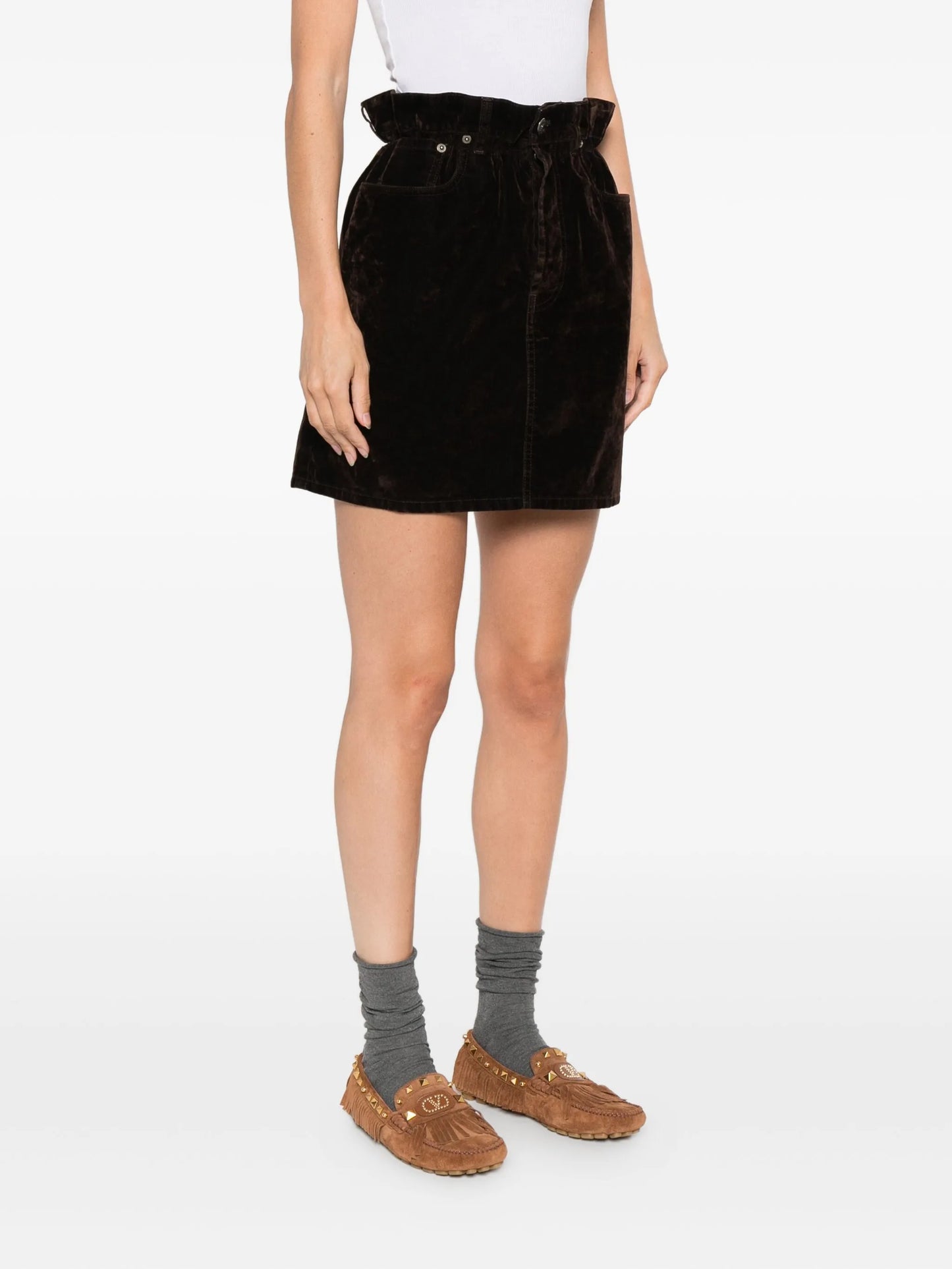 velvet mini skirt