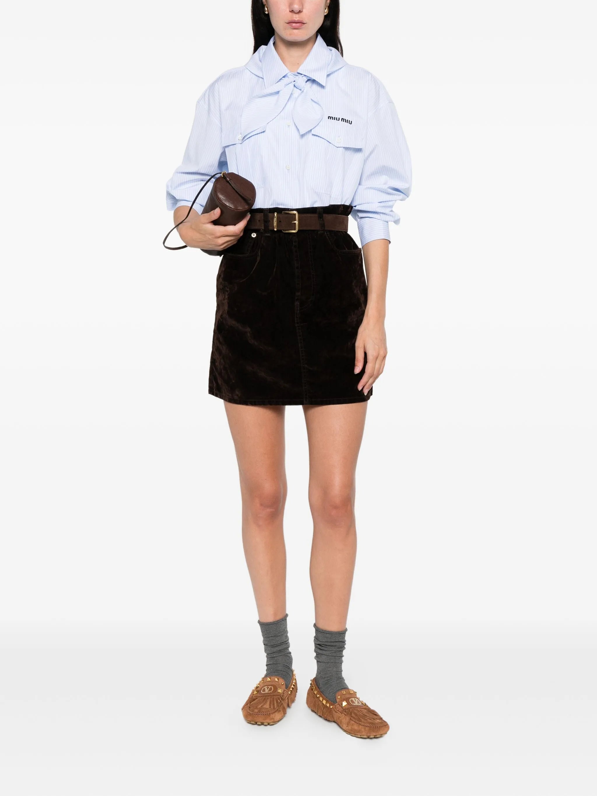 velvet mini skirt