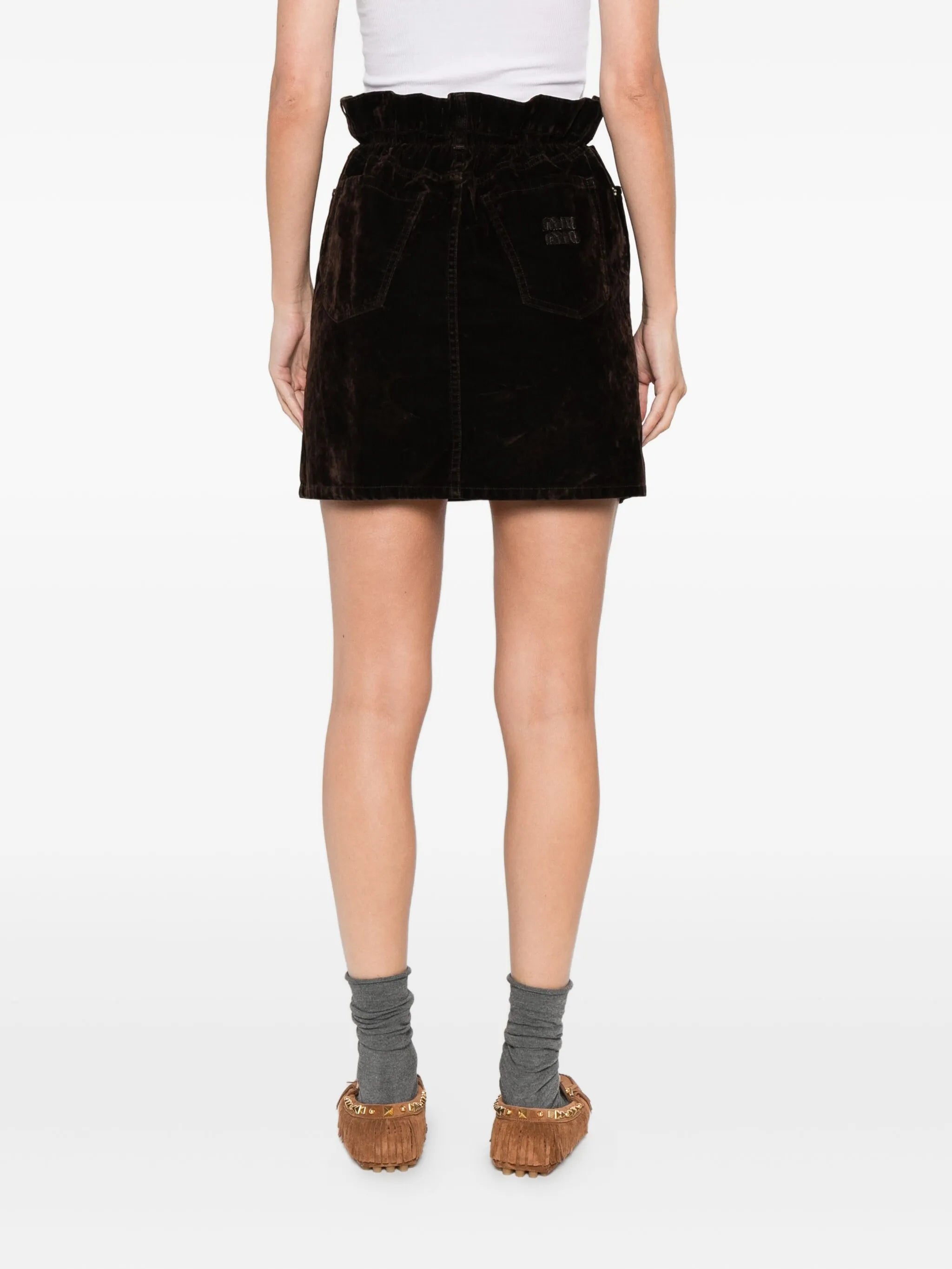 velvet mini skirt