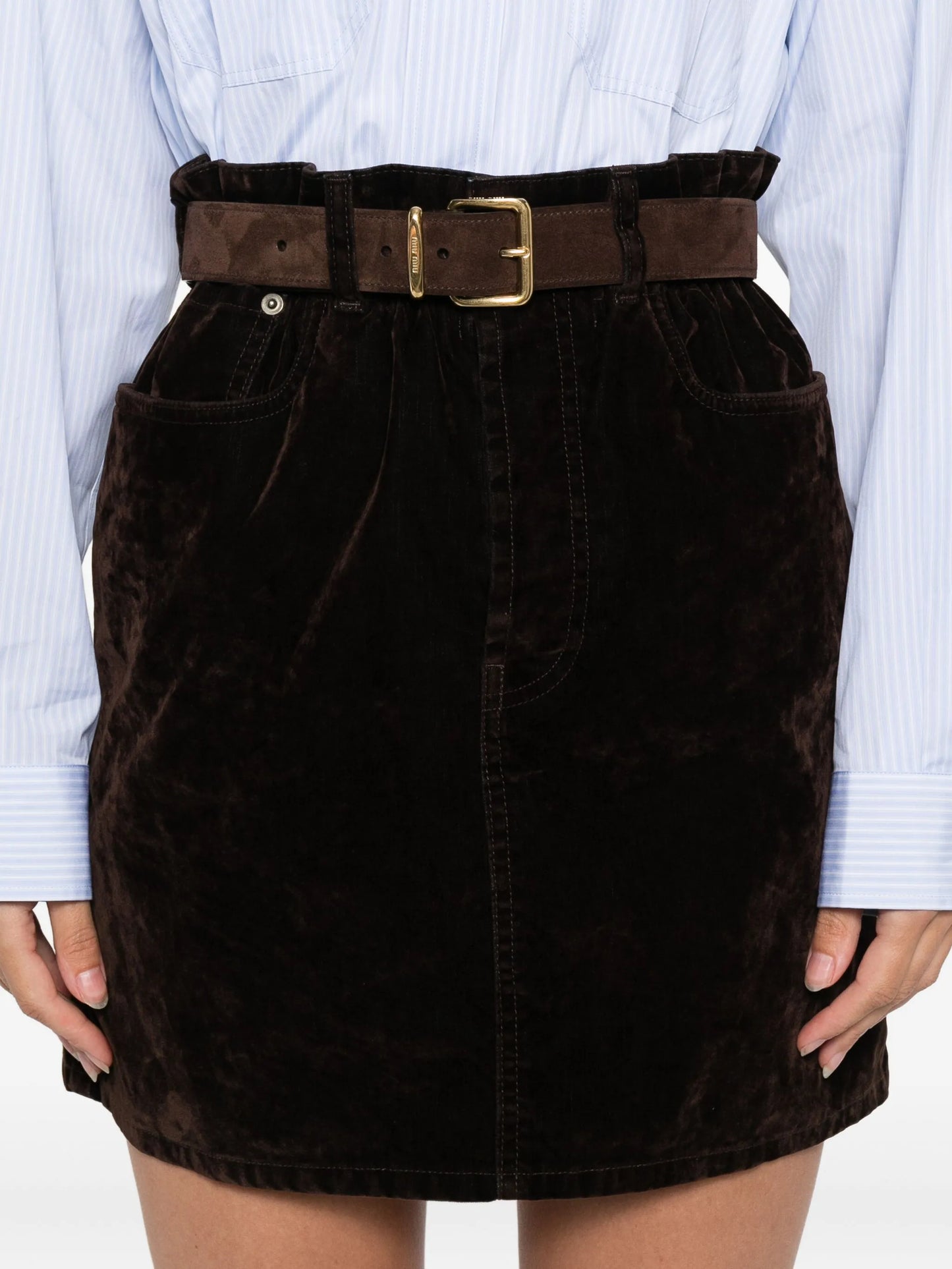 velvet mini skirt