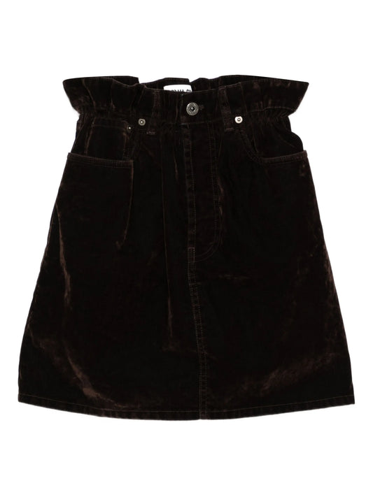 velvet mini skirt