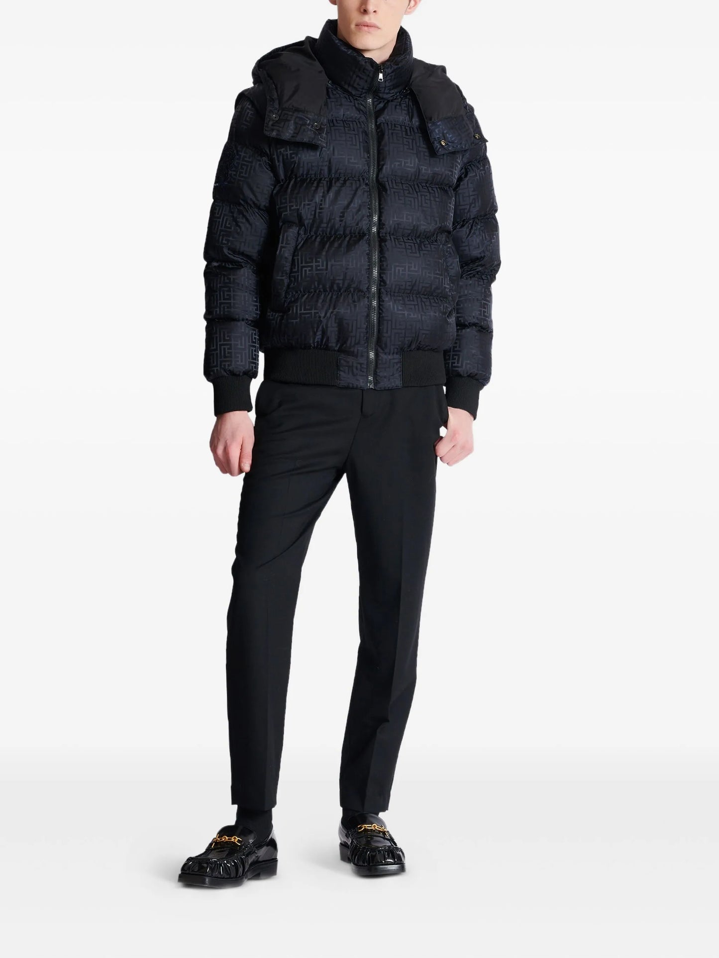 monogram-jacquard padded jacket