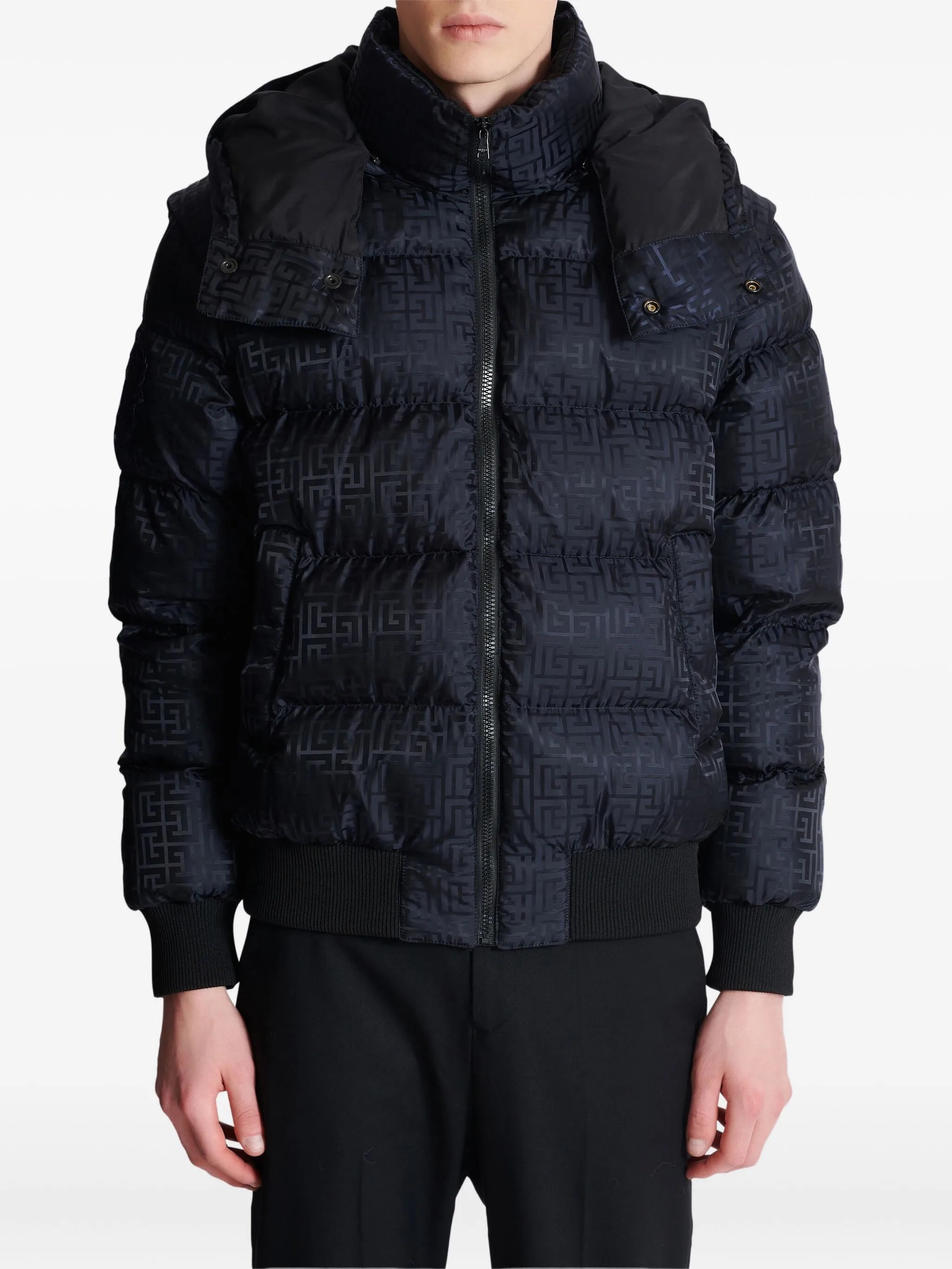 monogram-jacquard padded jacket
