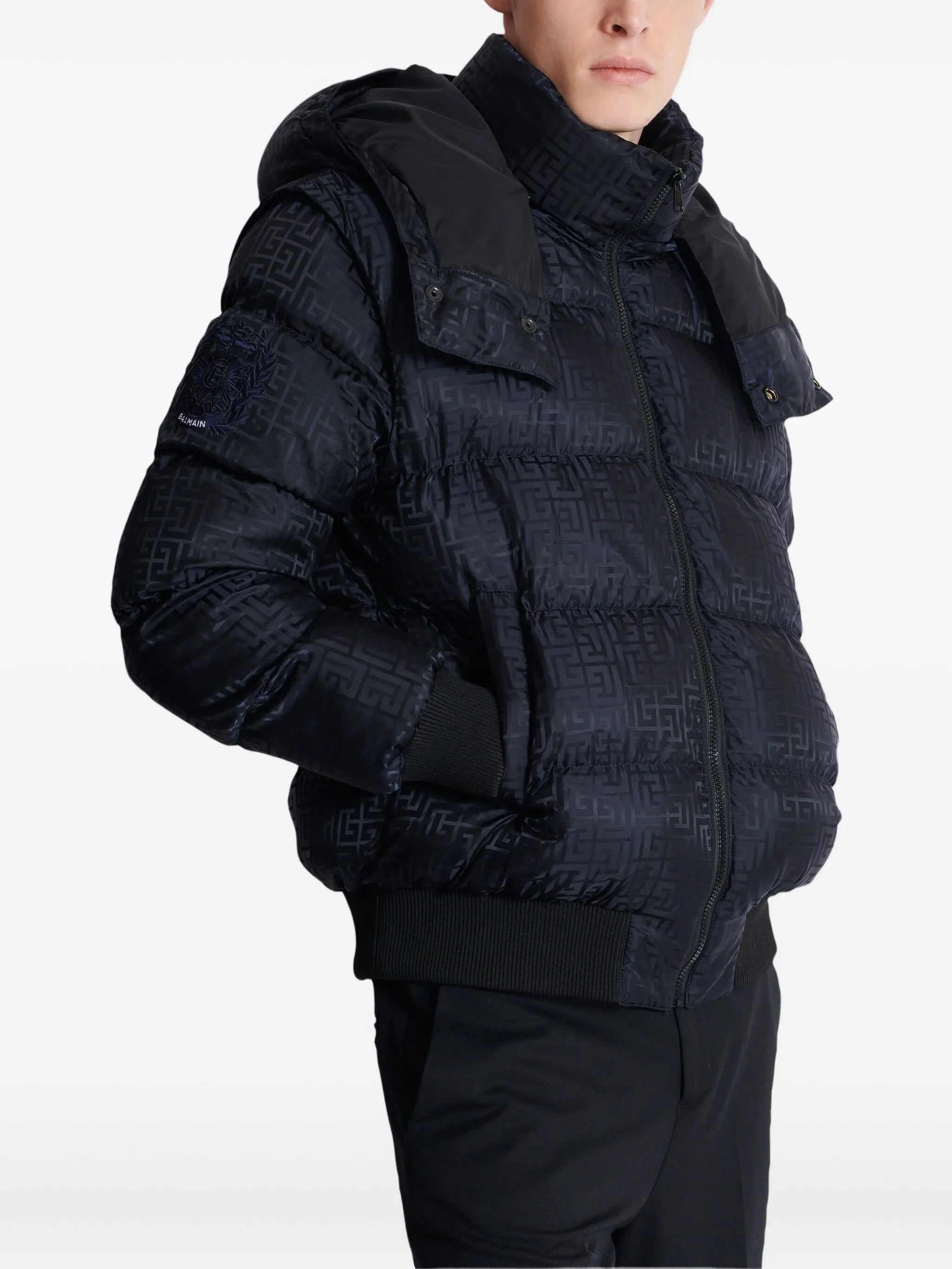 monogram-jacquard padded jacket