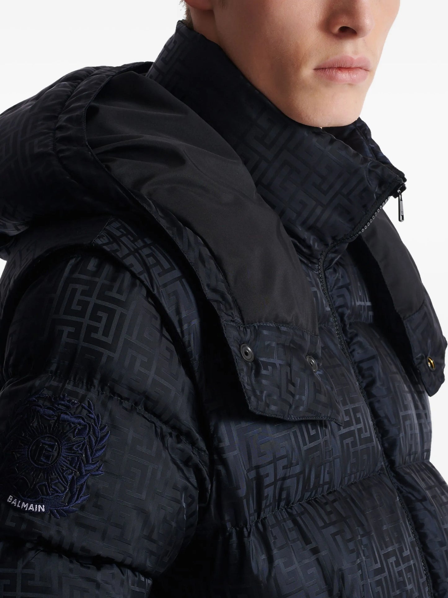 monogram-jacquard padded jacket