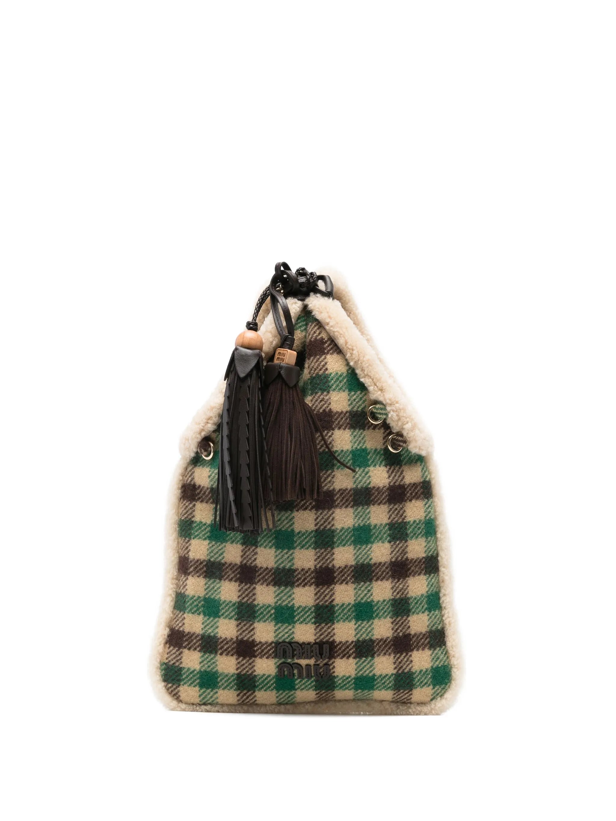 tartan shearting-tream pouch bag