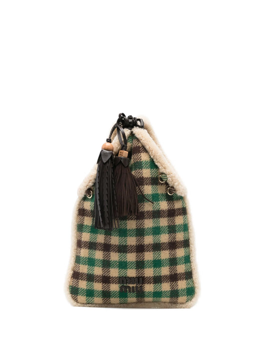 tartan shearting-tream pouch bag