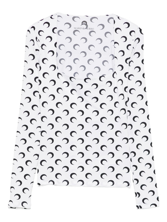 moon printed jersey squareneck top