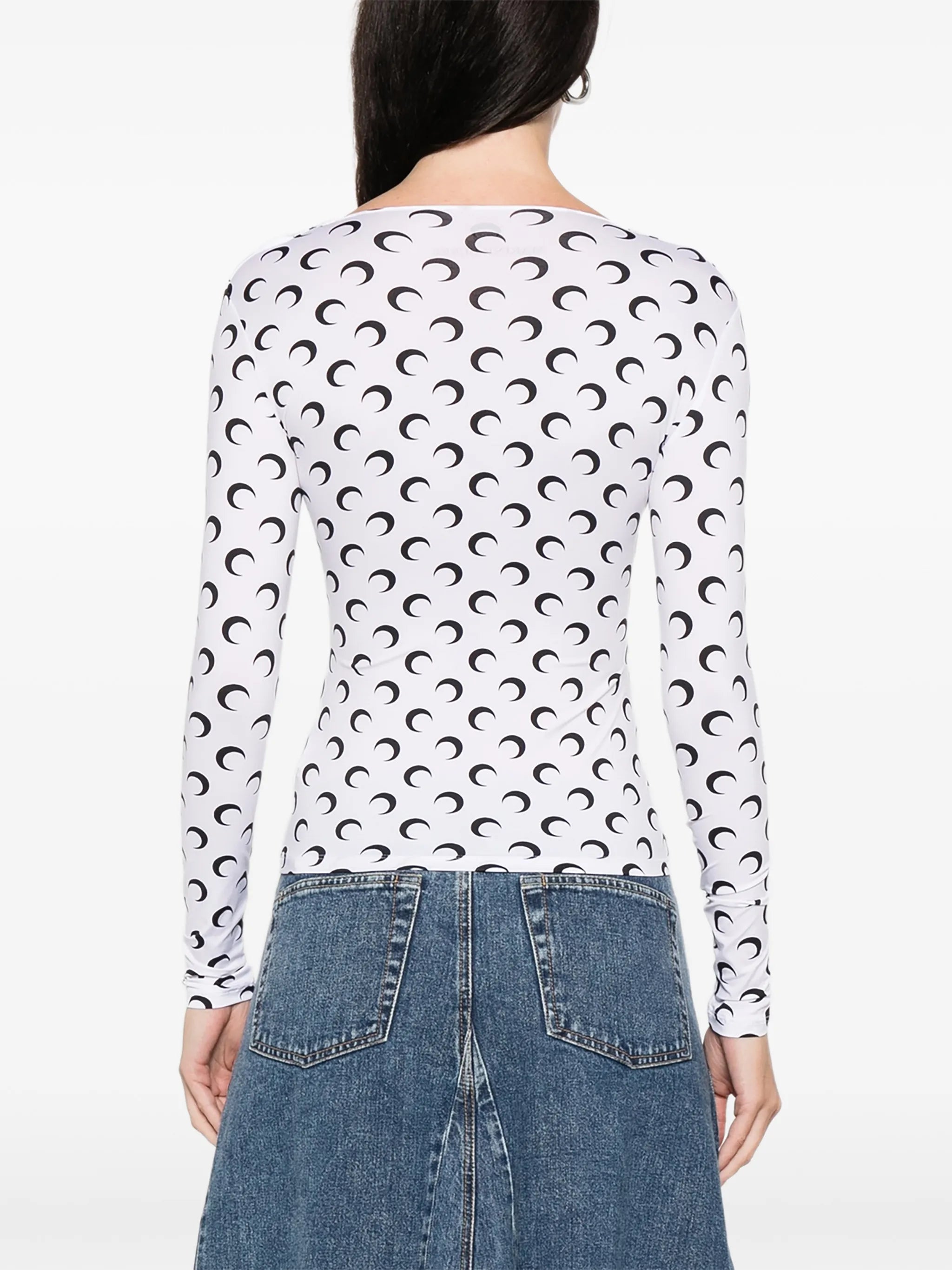 moon printed jersey squareneck top