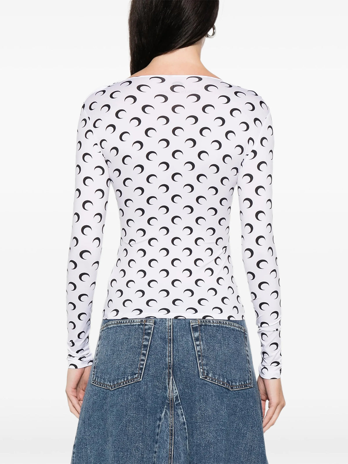 moon printed jersey squareneck top
