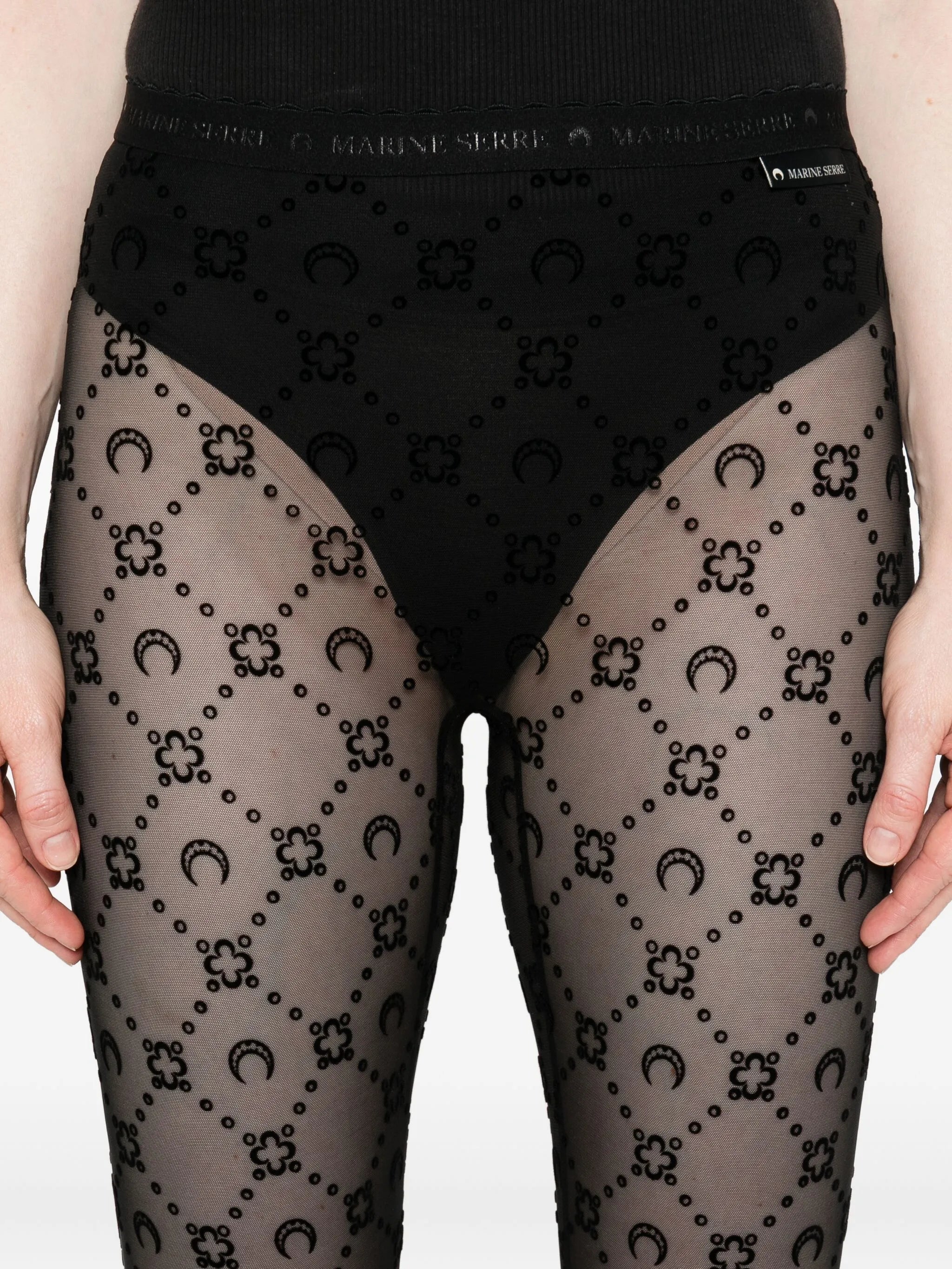 moon-embellished mesh shorts