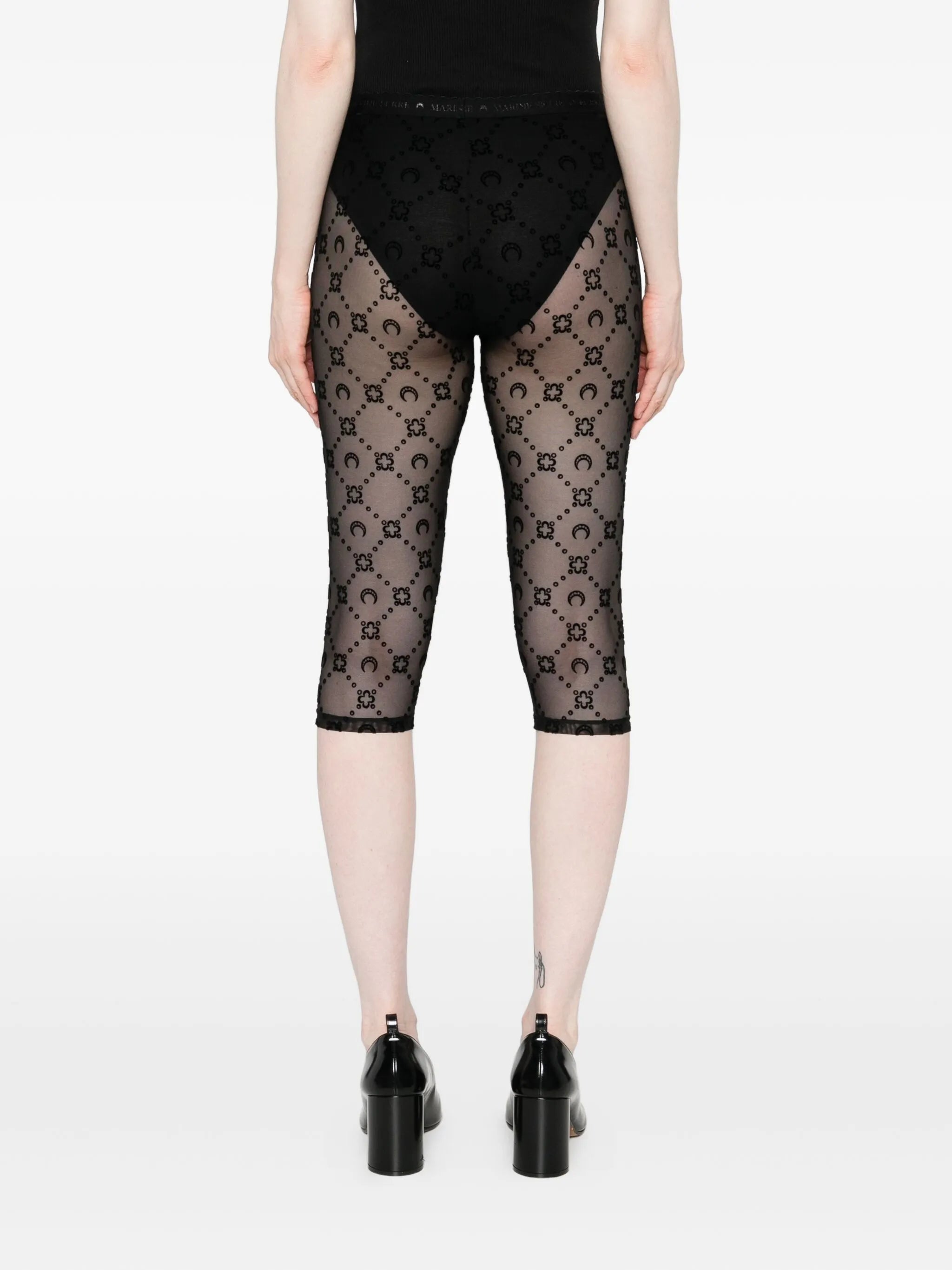 moon-embellished mesh shorts