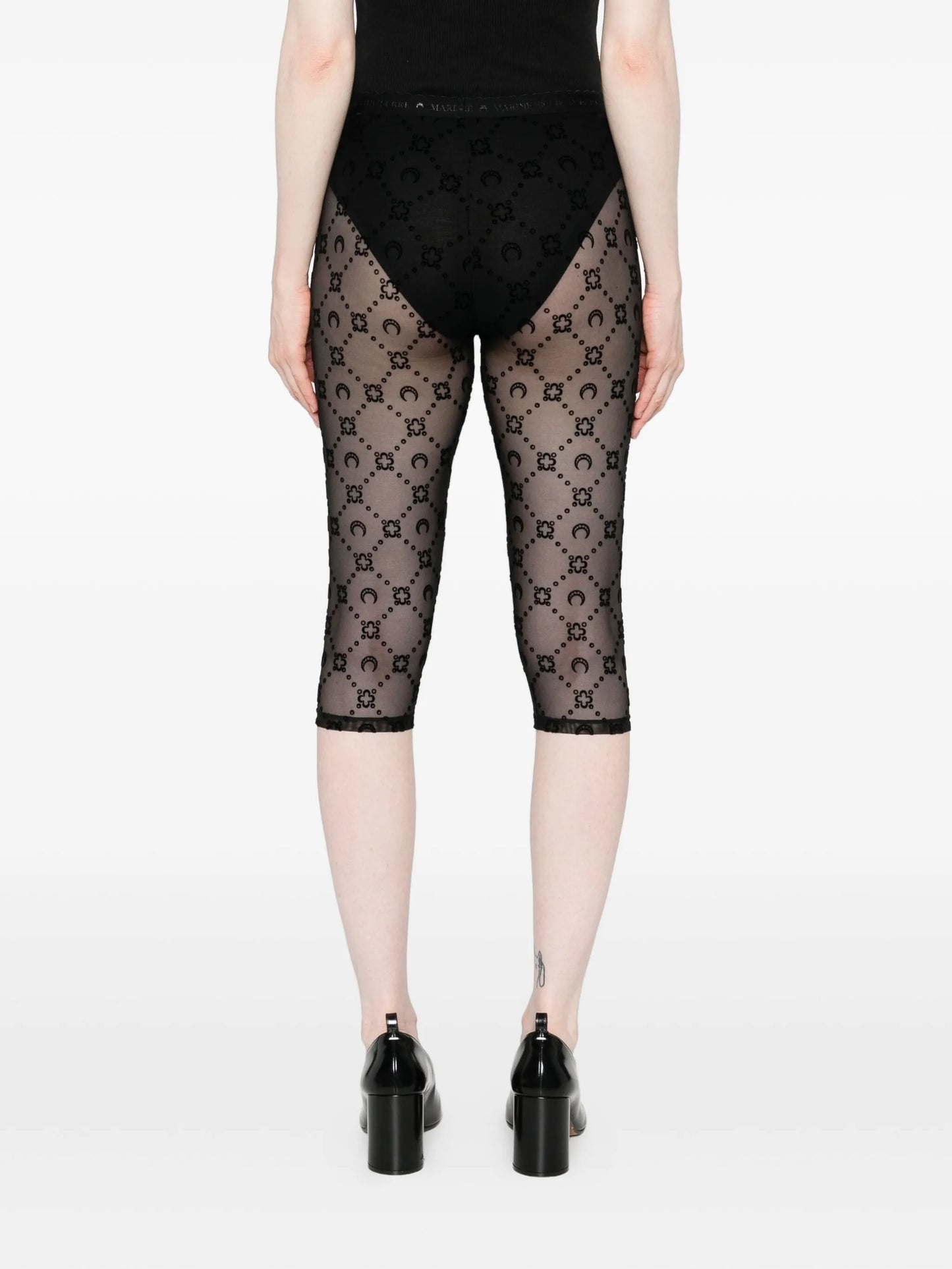 moon-embellished mesh shorts