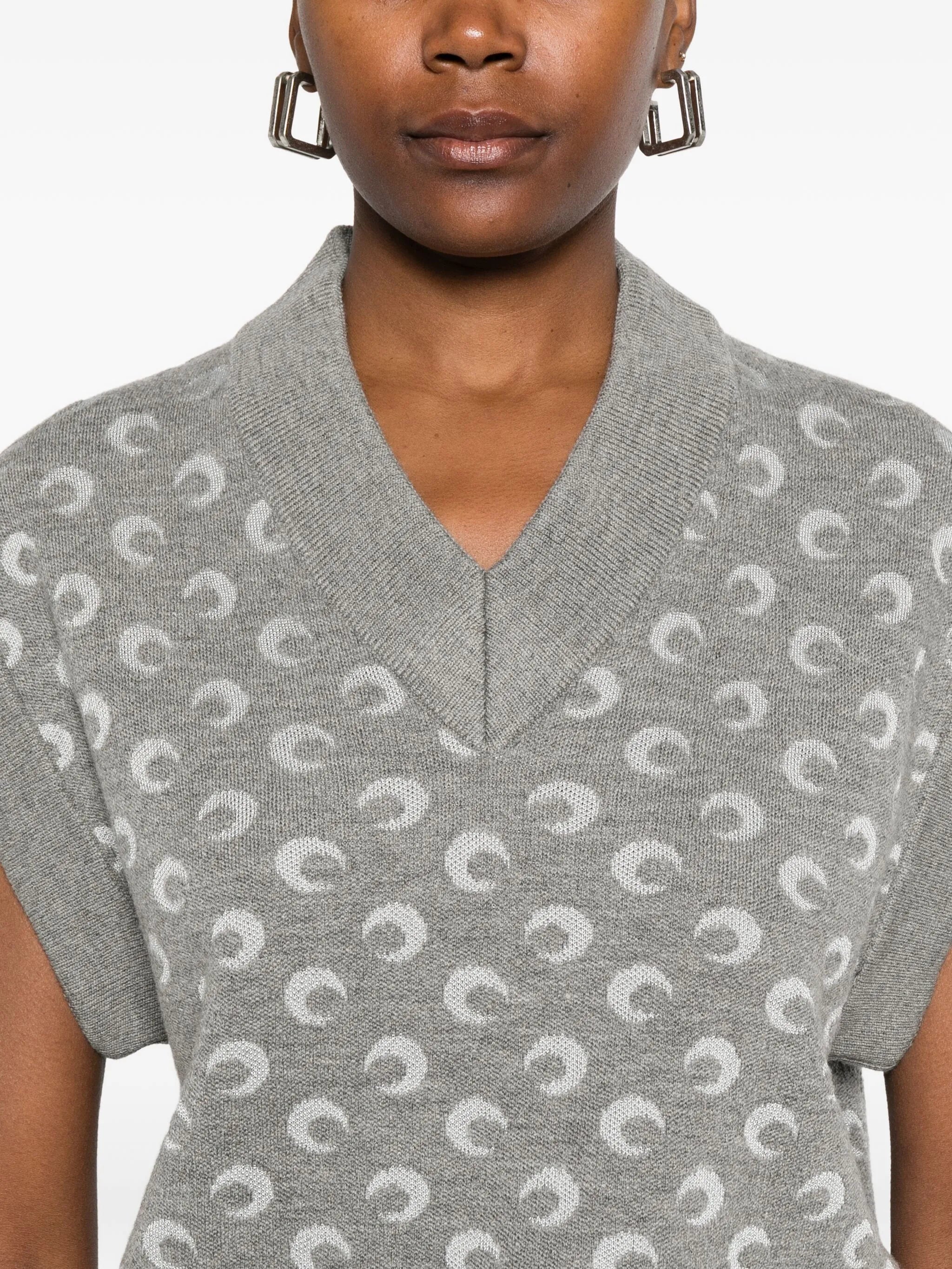 moon-jacquard V-neck vest