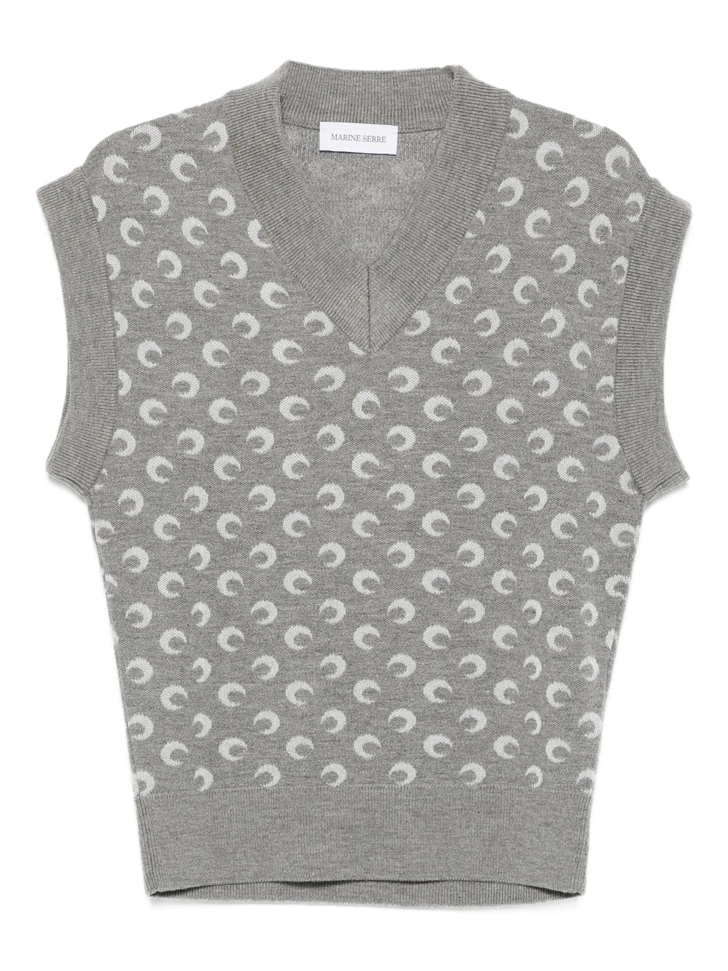 moon-jacquard V-neck vest