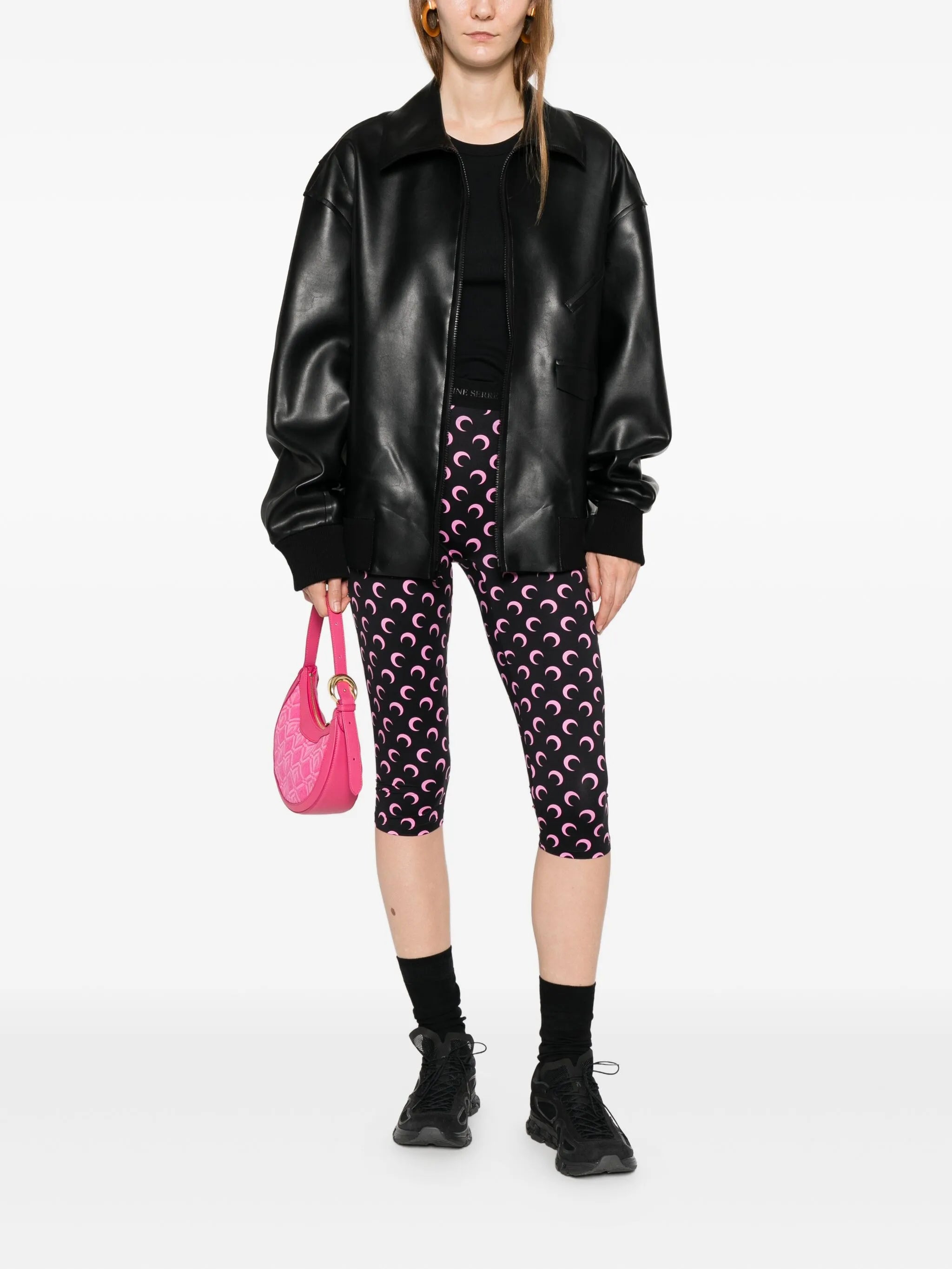 moon printed jersey capri pants