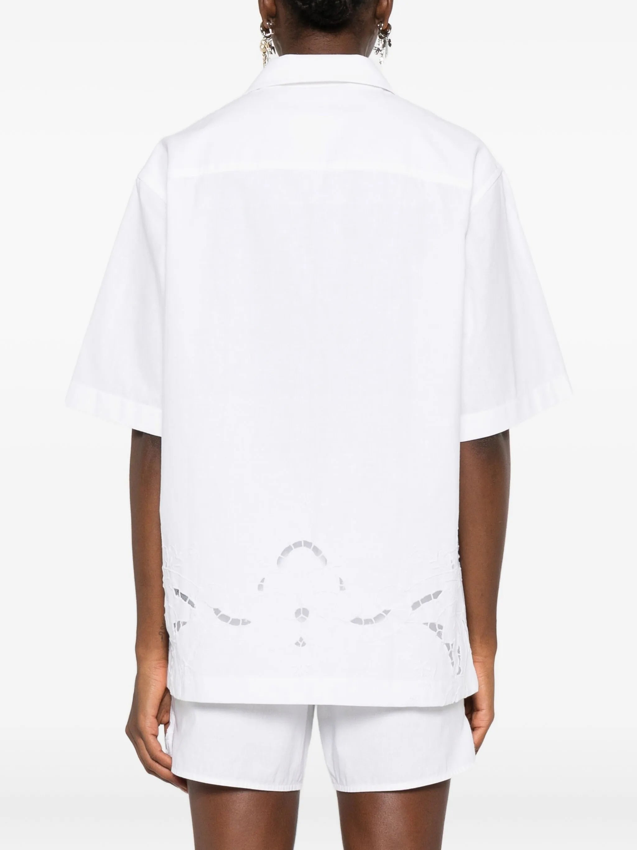 lace-insert short-sleeves shirt