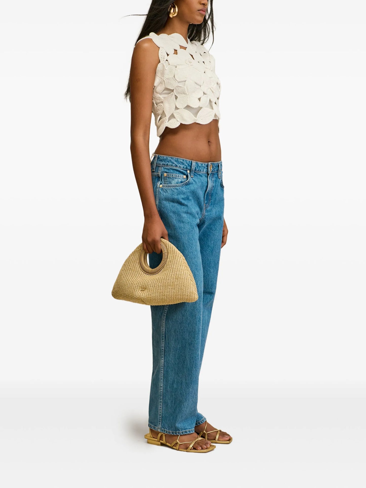 Harrington flower-lace sleeveless top