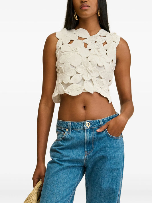 Harrington flower-lace sleeveless top