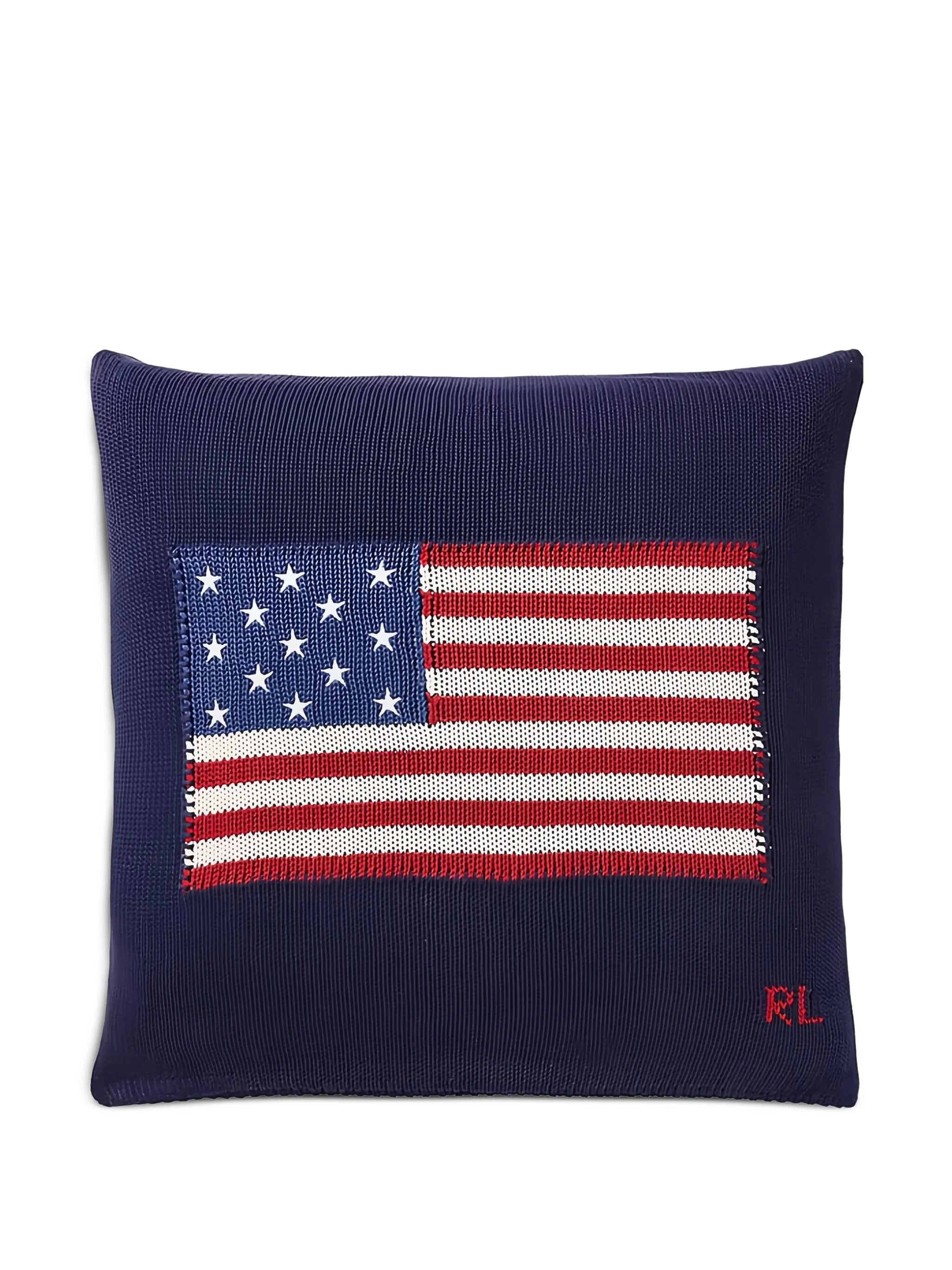 flag-embroidered cushion