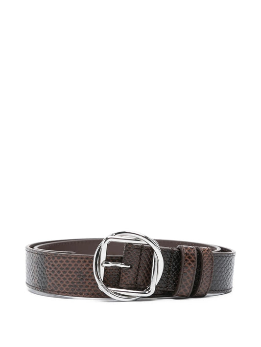 snakeskin-print buckle belt