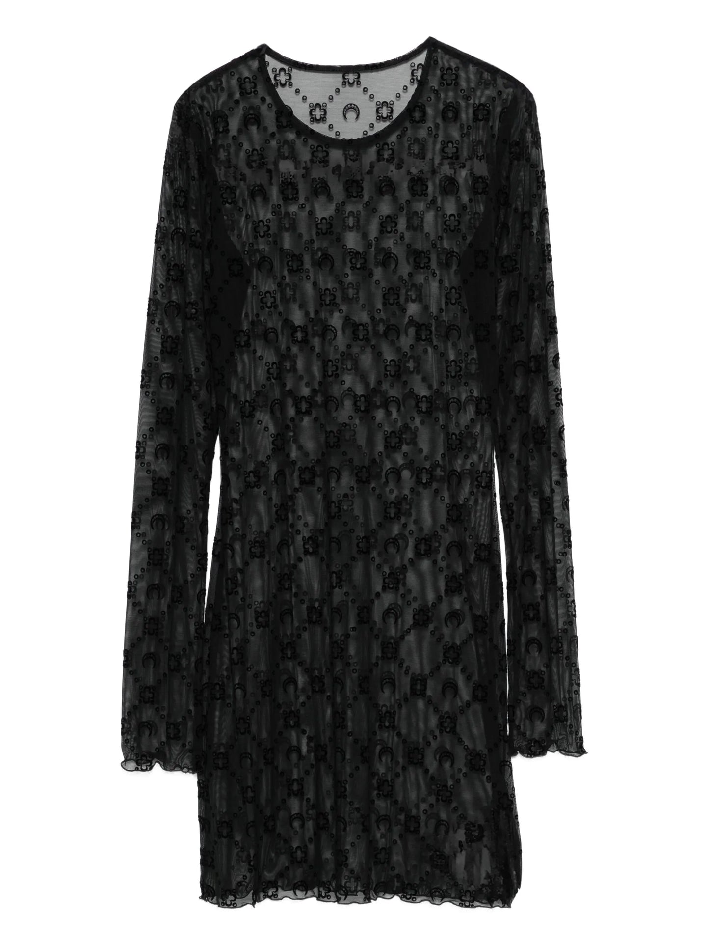 moon-embellished mesh dress