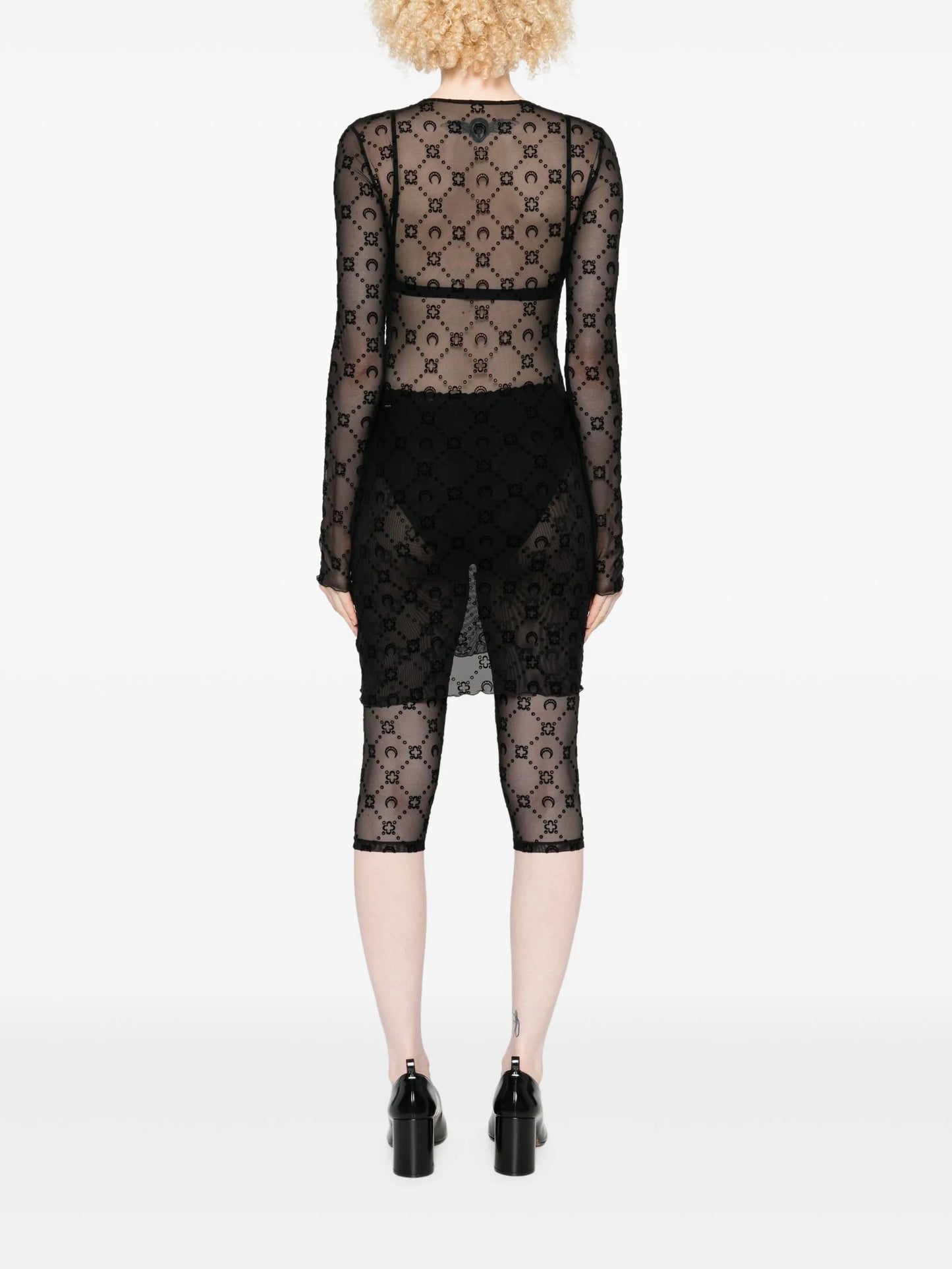 moon-embellished mesh dress