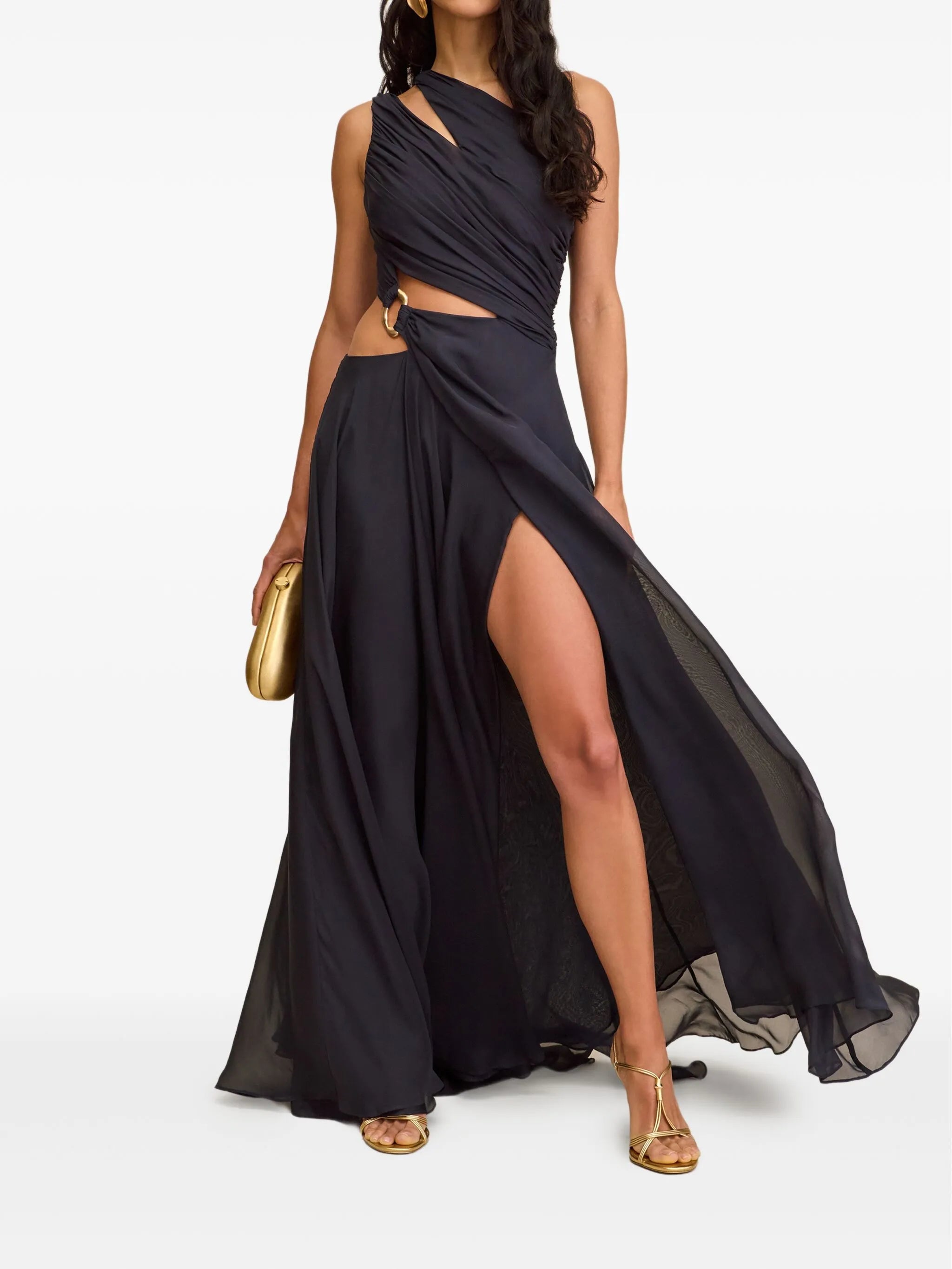 Zan one-shoulder cut-out gown