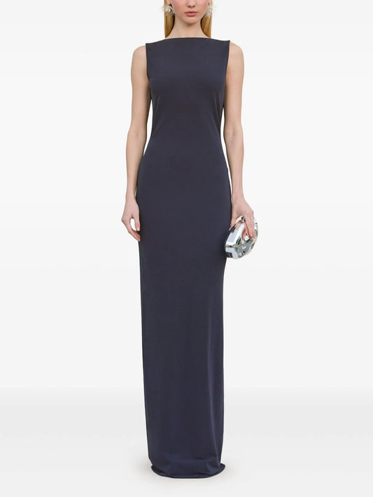 cowl-back sleeveless gown