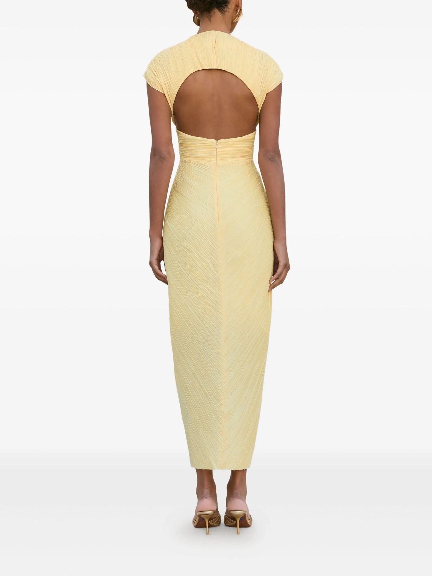 knot-detail pleated midi dress