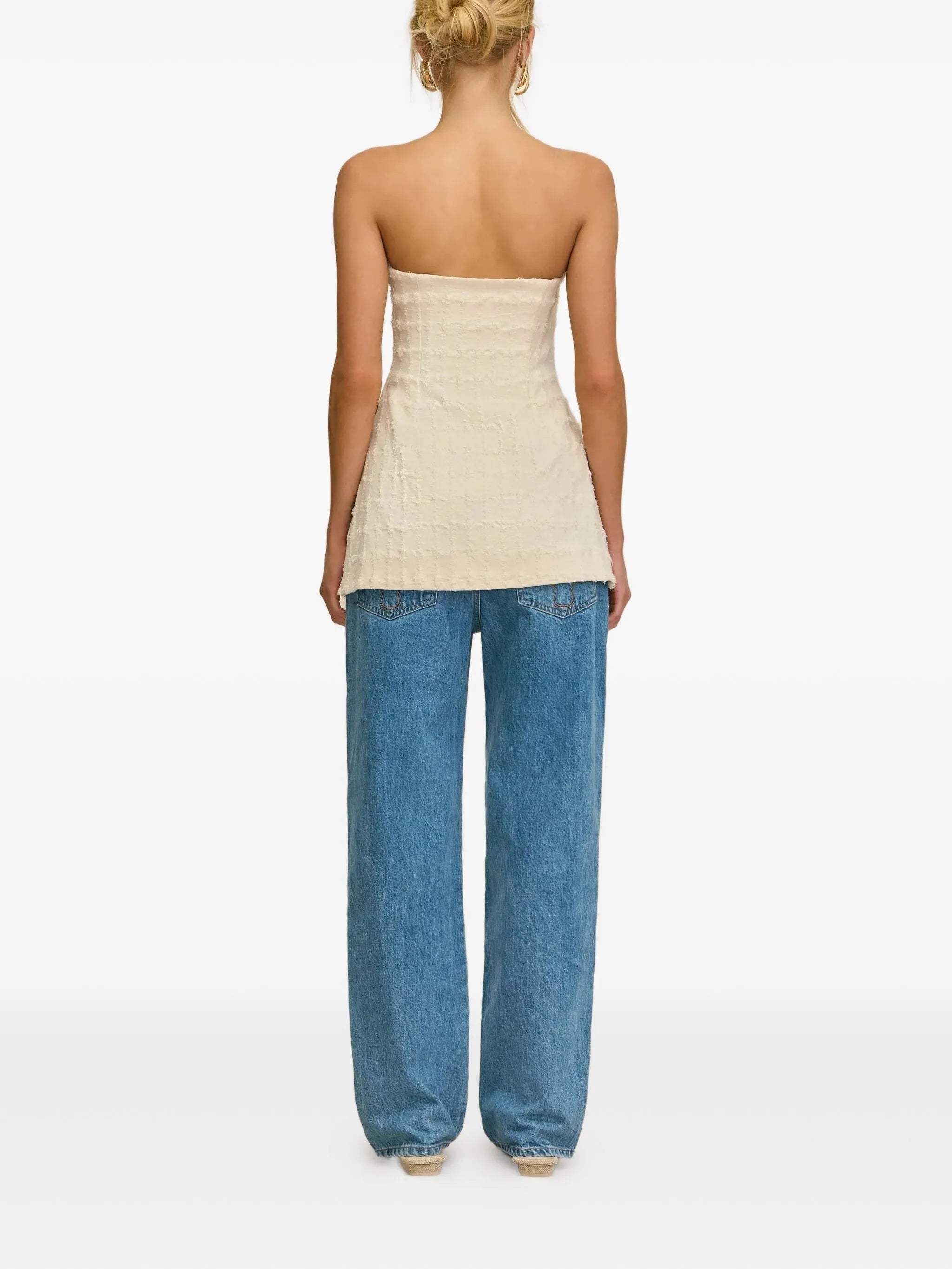 Rhett off-shoulder bouclé tank top