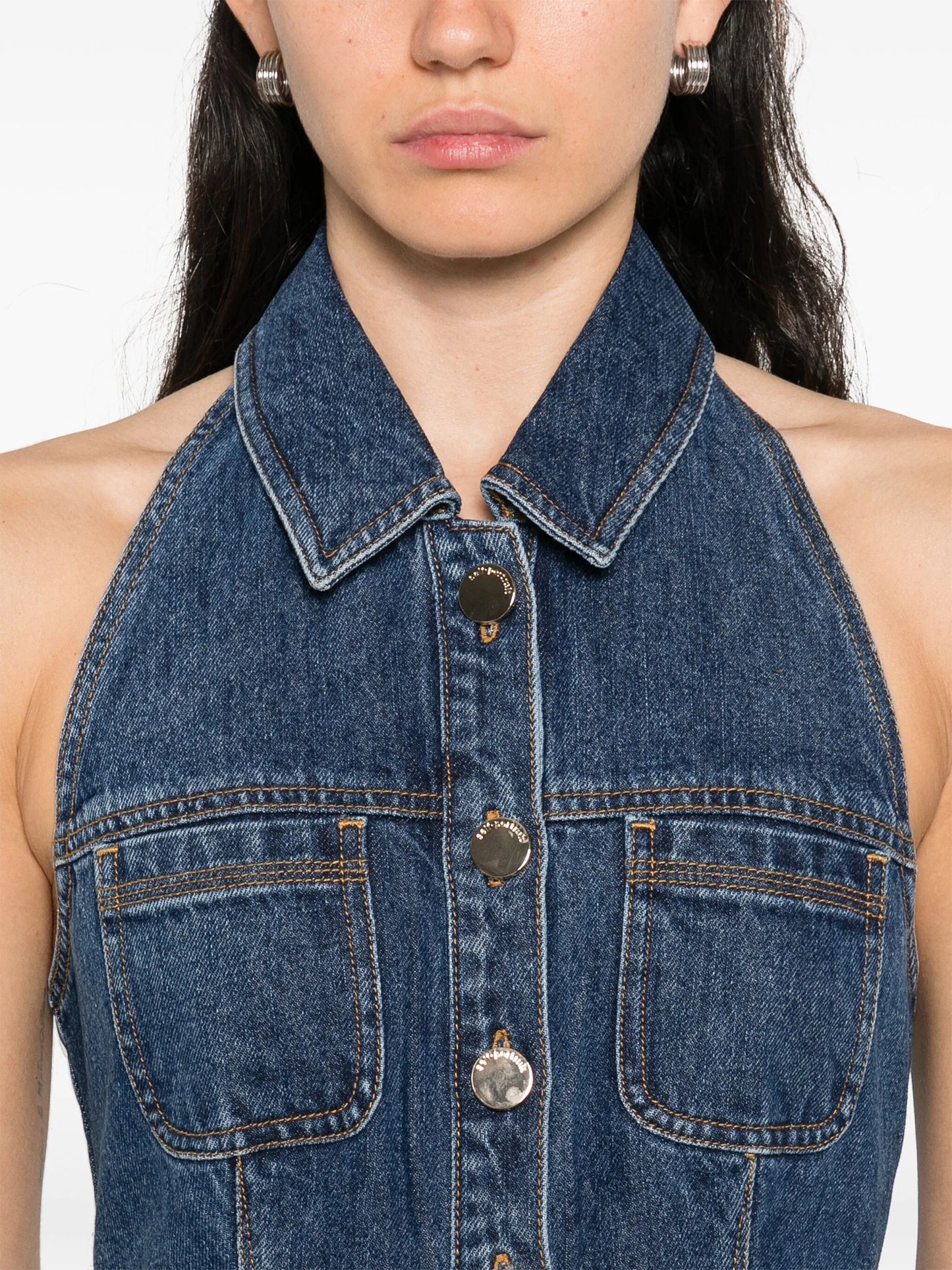 denim sleeveless mini dress