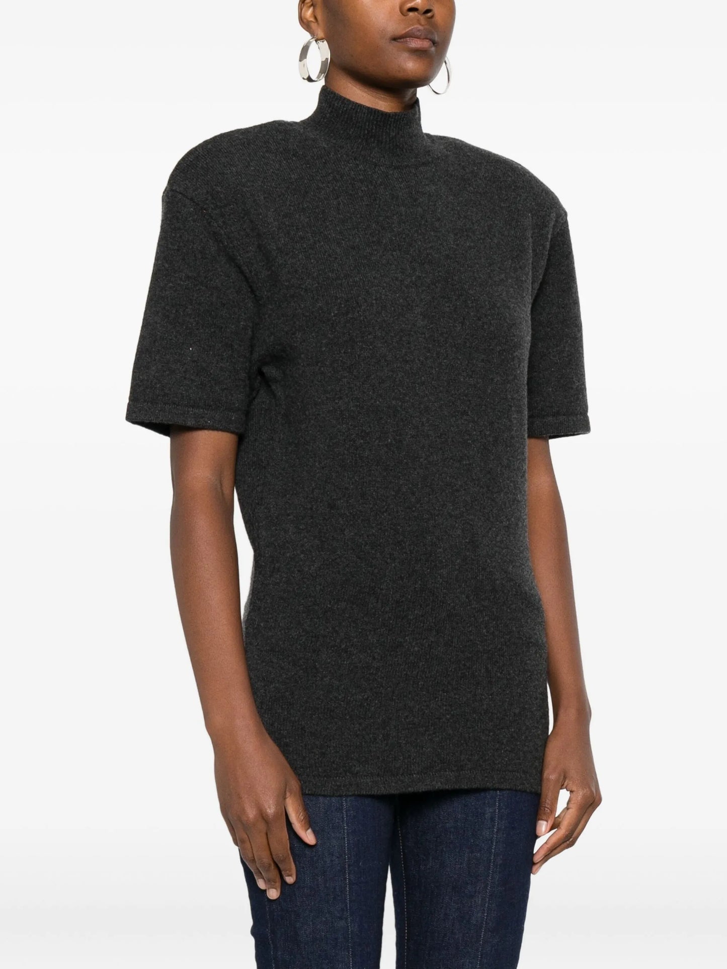 high-neck knitted T-shirt