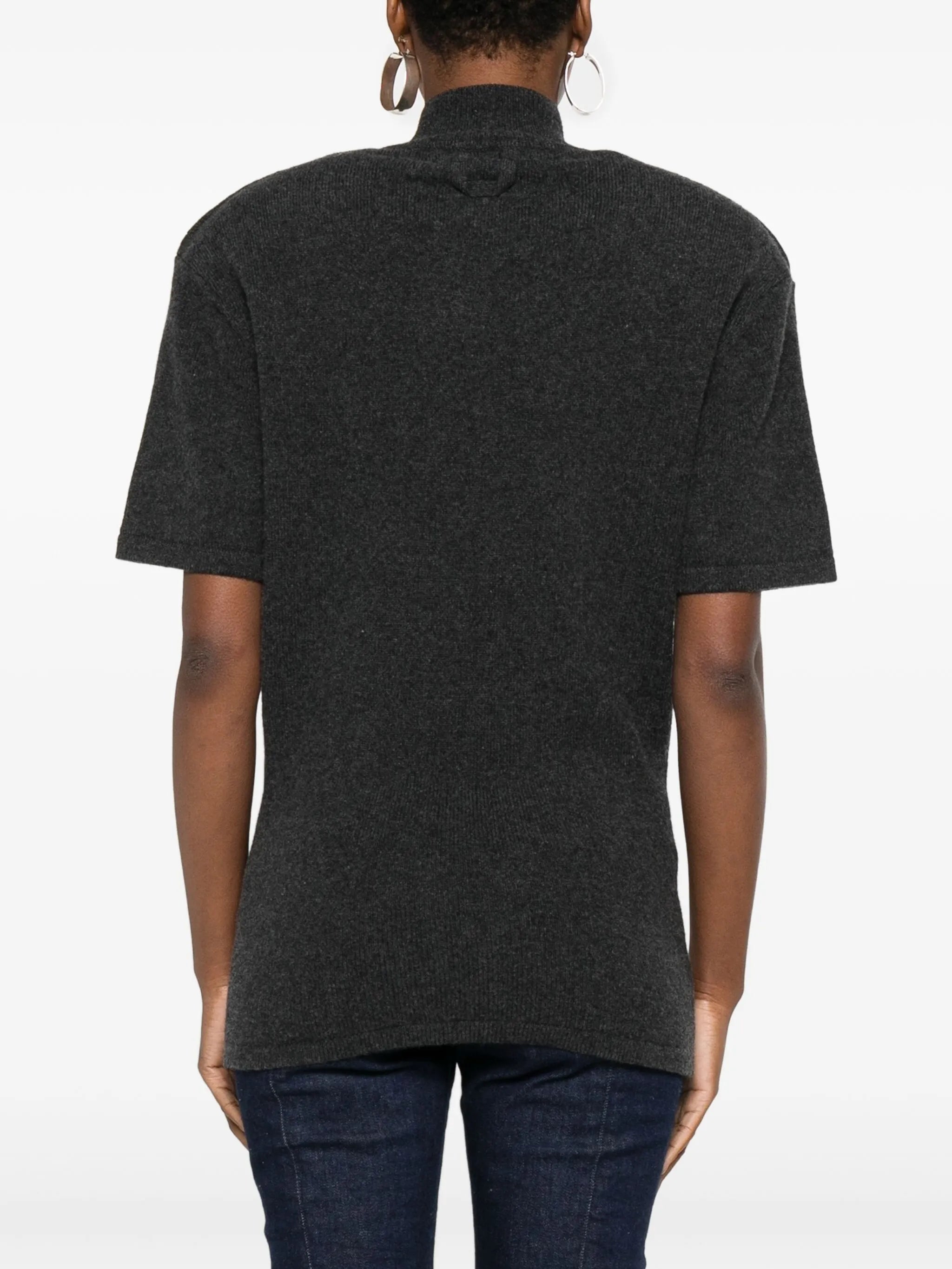 high-neck knitted T-shirt