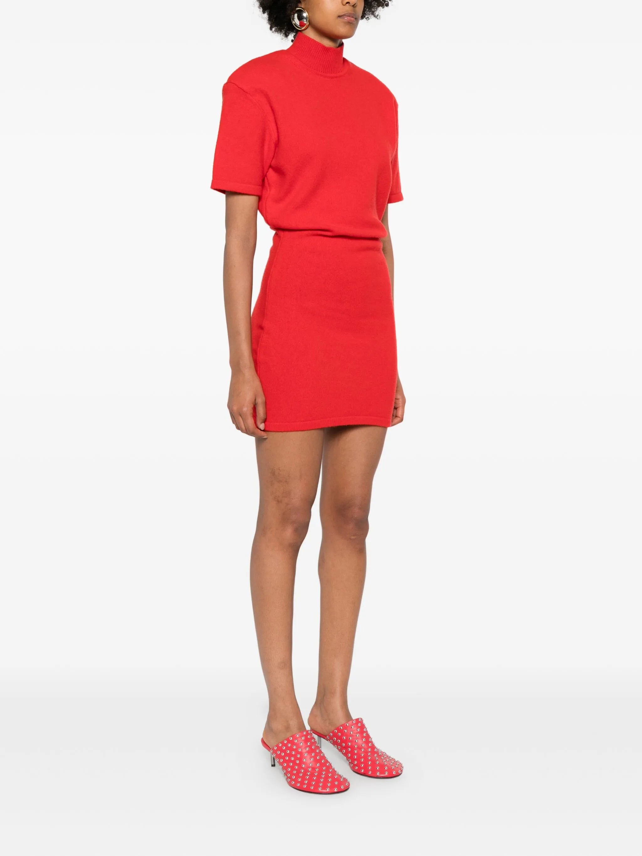 high-neck short-sleeve T-shirt