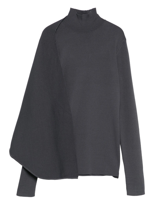 high-neck wrap sweater