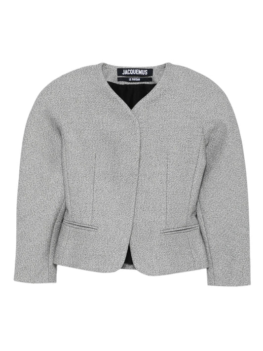 textured-fabric fitted jacket